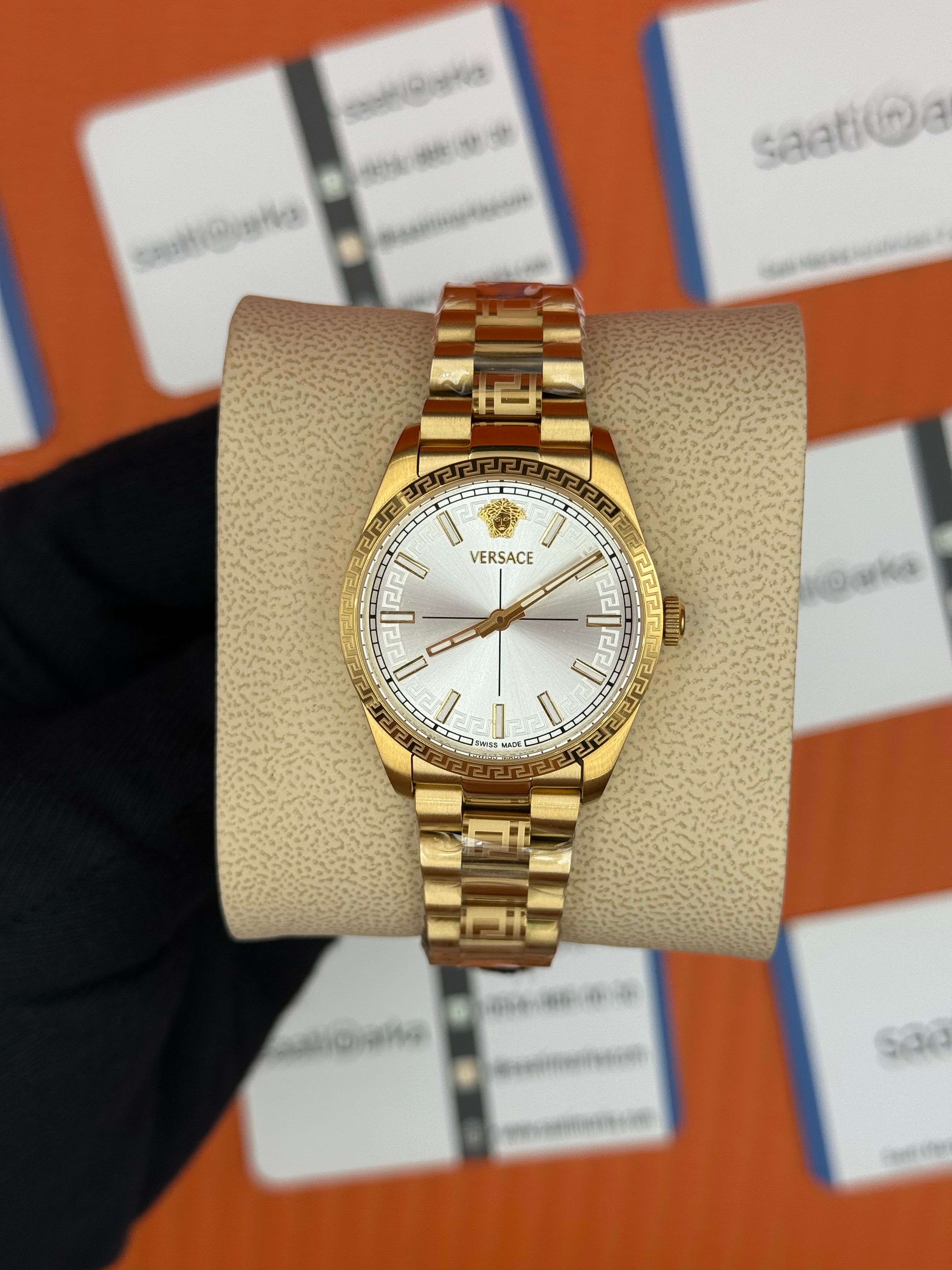 VERSACE beyaz kadran gold kasa kordon kadın kol saati