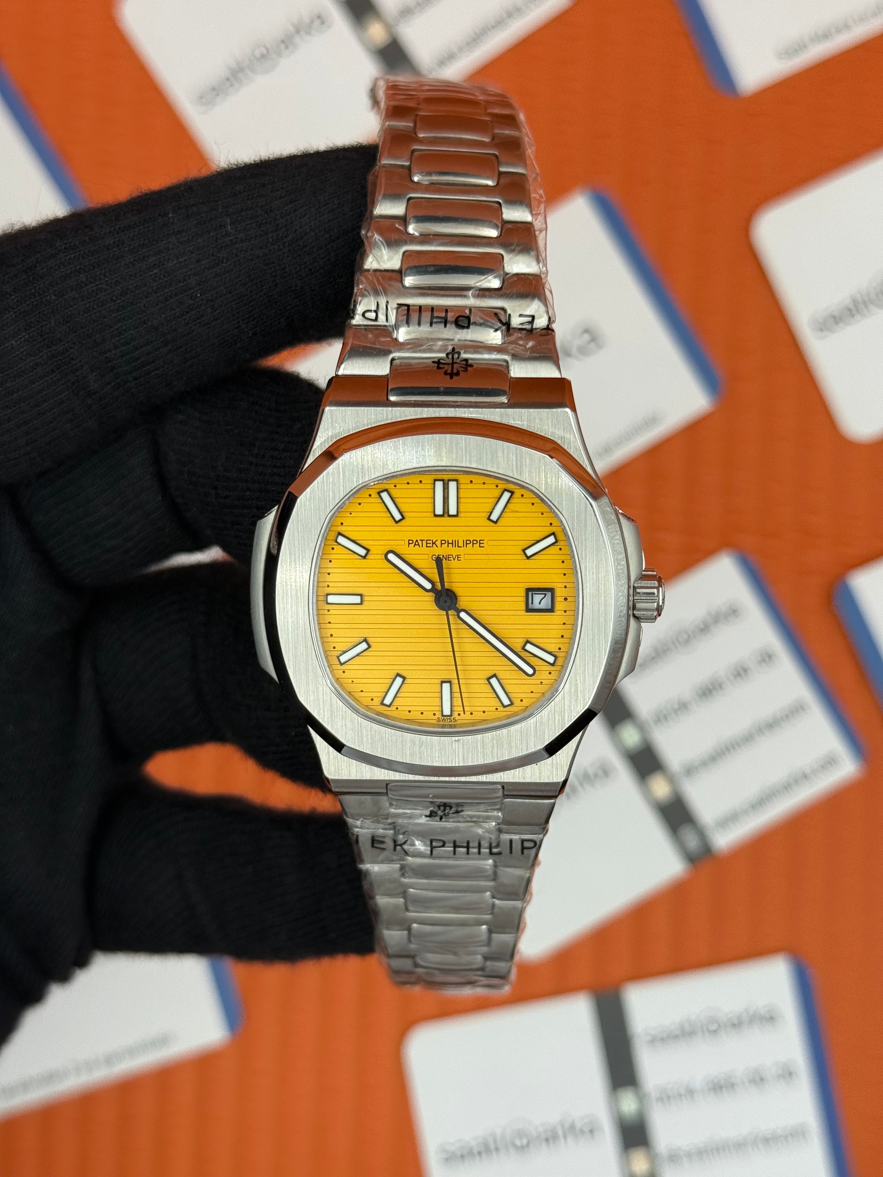 PATEK PHILIPPE NAUTİLUS SARI KADRAN SİLVER KASA-KORDON