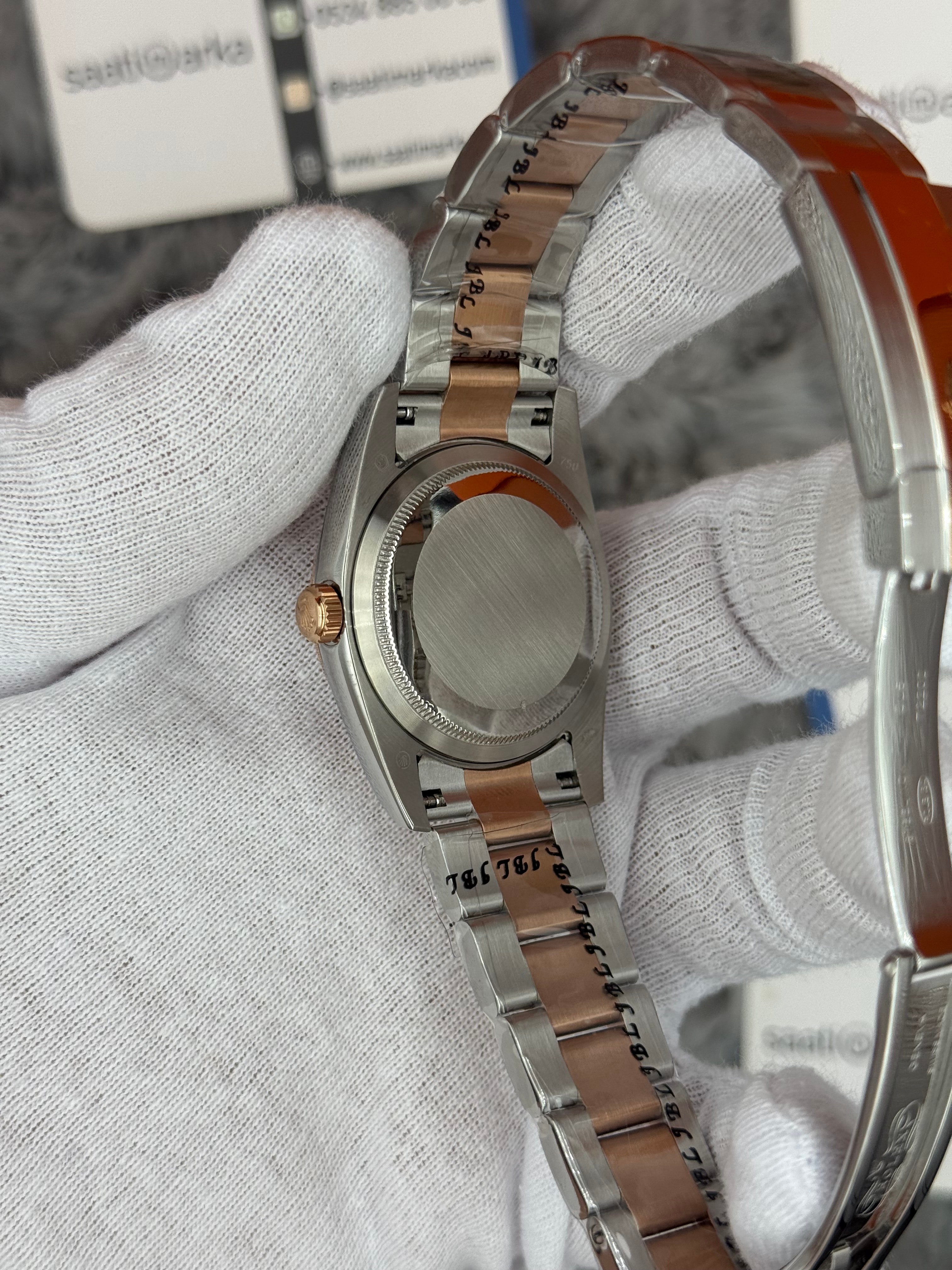 ROLEX datejust 36mm kahverengi kadran silver kasa rose silver oyster kordon 