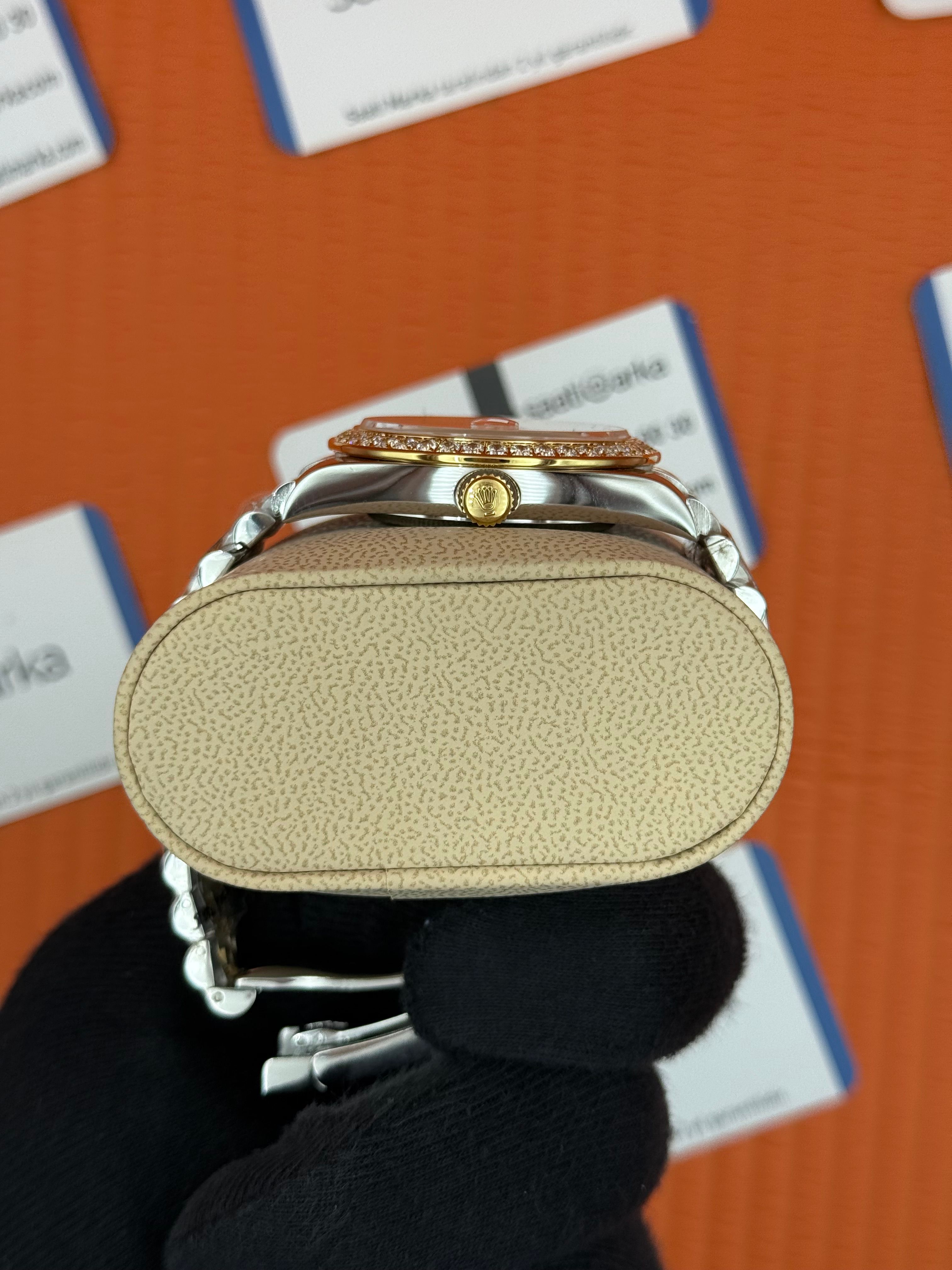 ROLEX Datejust taşlı bezel champagne baget taşlı dial gold silver jubilee kordon