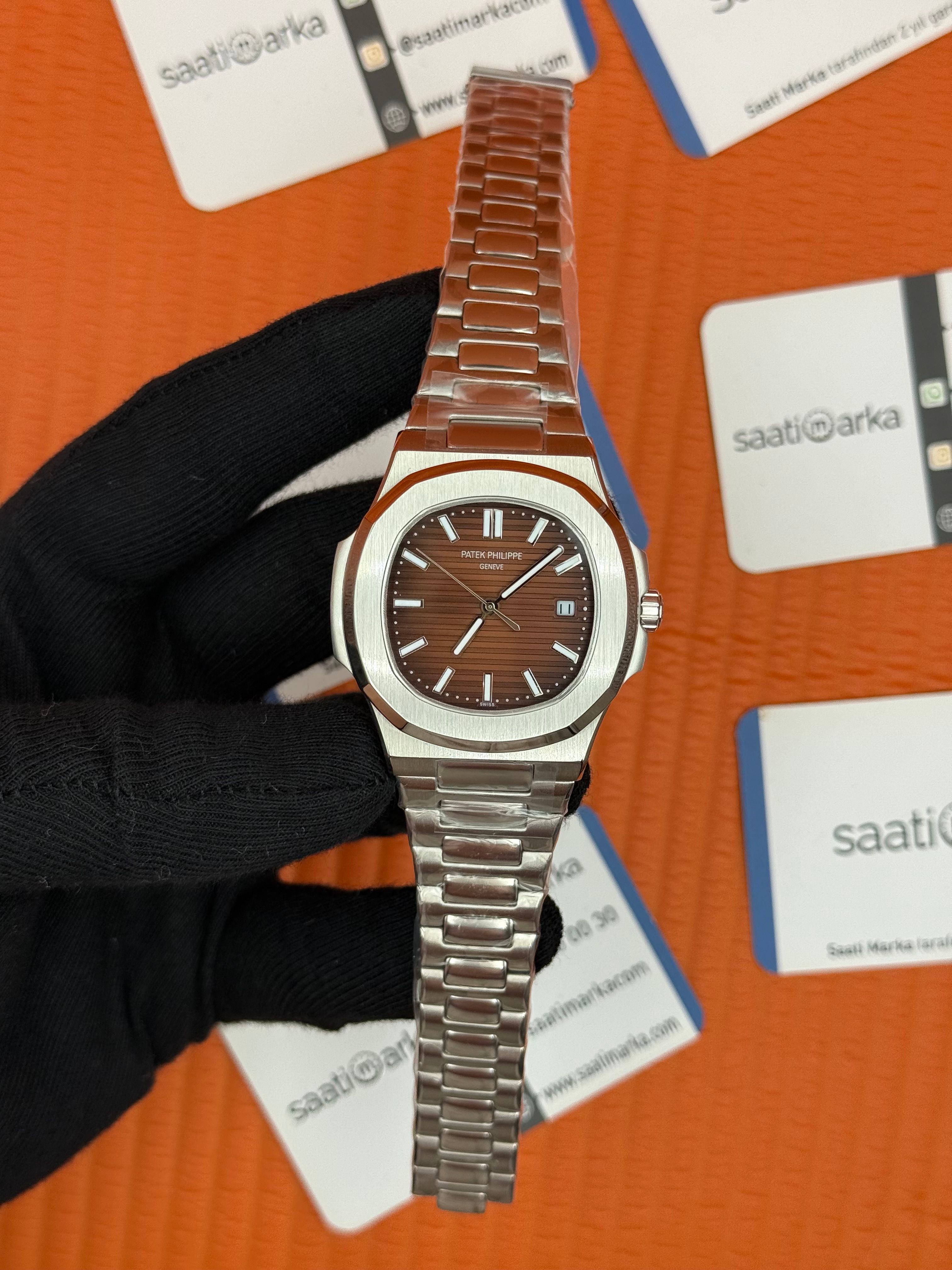PATEK PHILIPPE nautilus kahverengi kadran silver kasa kordon