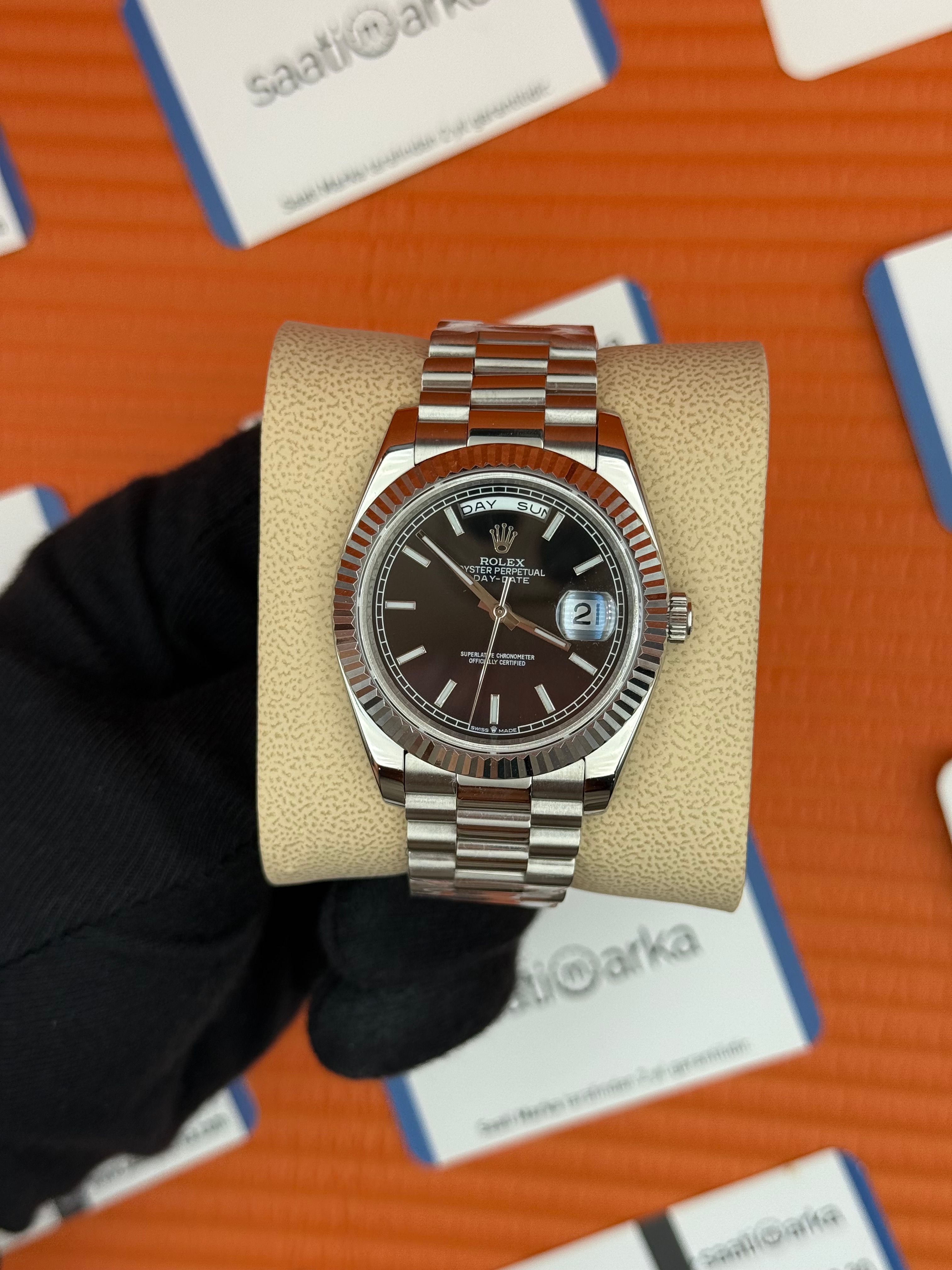 ROLEX Day Date siyah kadran silver president kordon