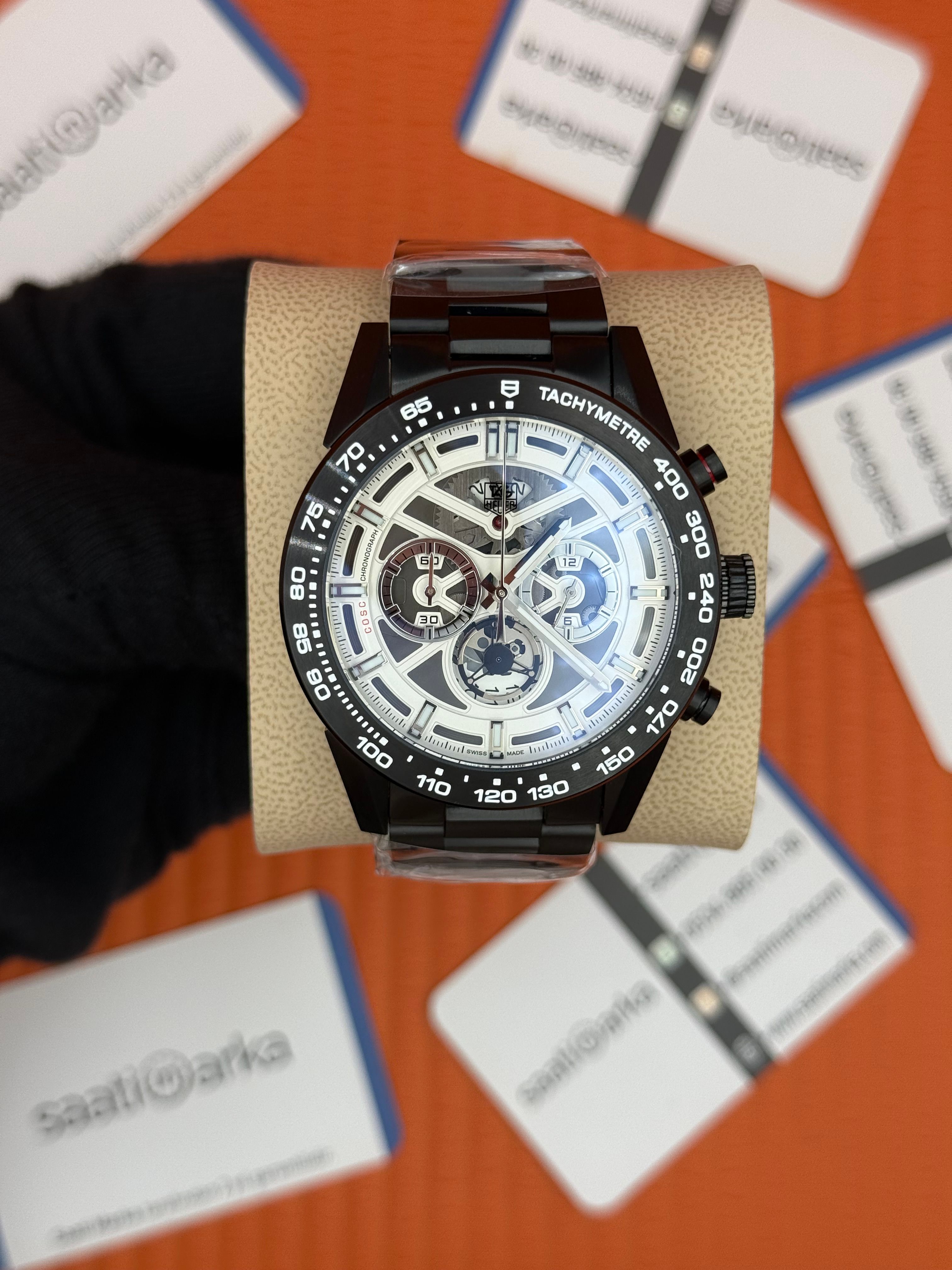 TAGHEUER CARRERA İSKELET KADRAN SİYAH KASA KORDON 