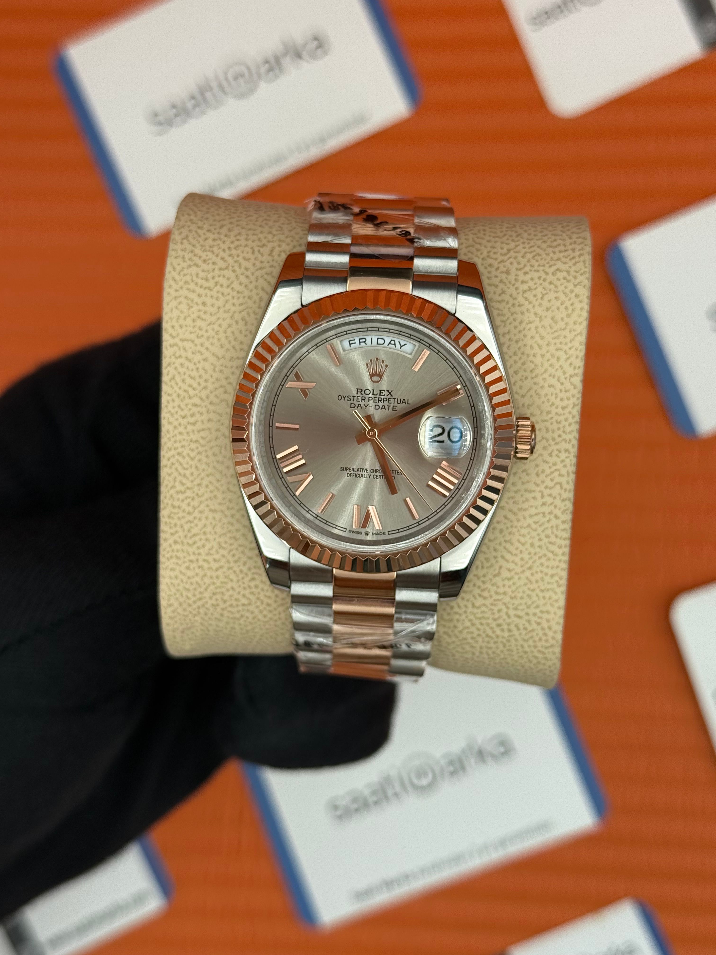 ROLEX Day Date roma rakamlı gri kadran rose silver president kordon