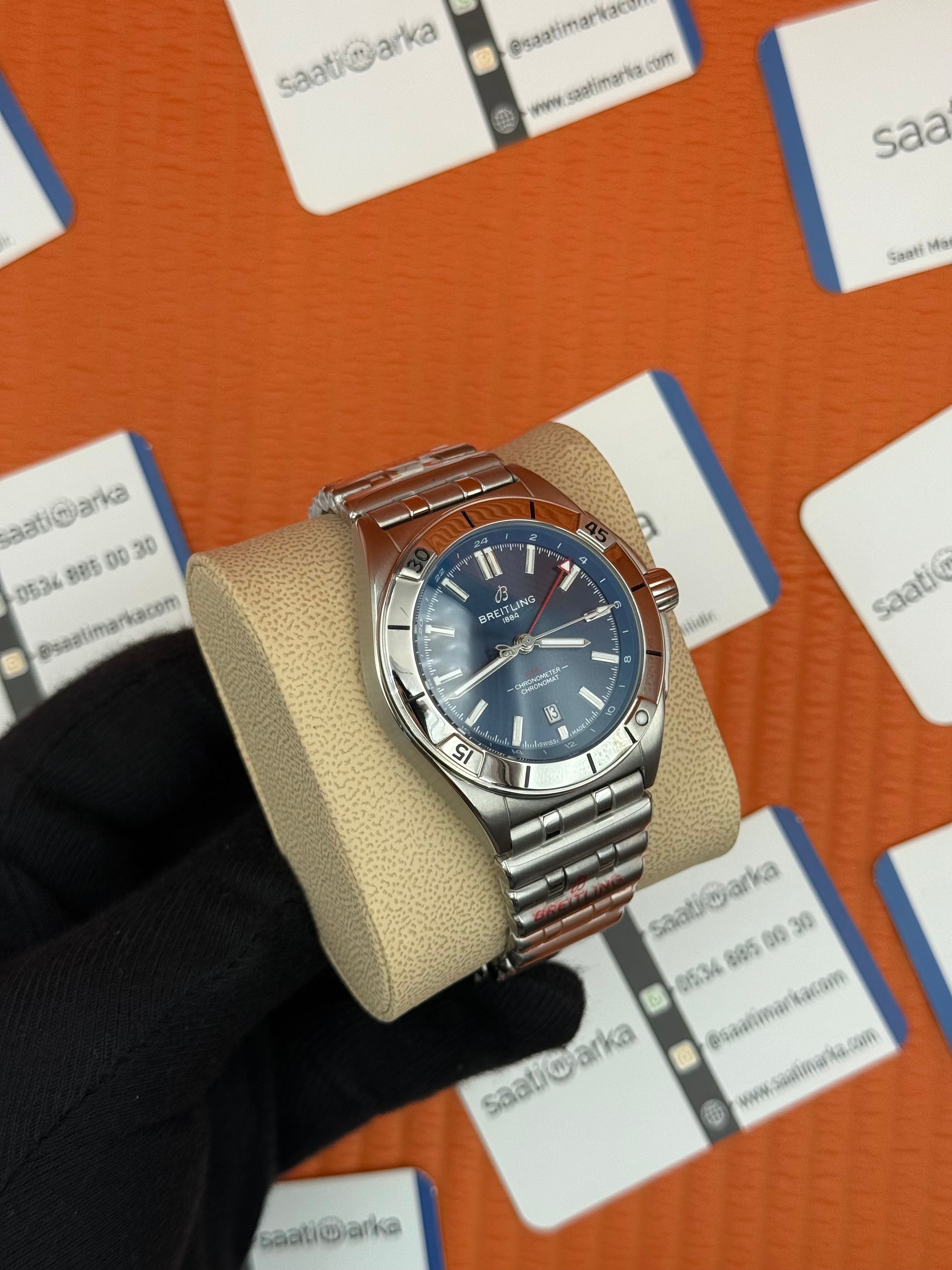 BREITLING GMT lacivert kadran silver kasa-kordon
