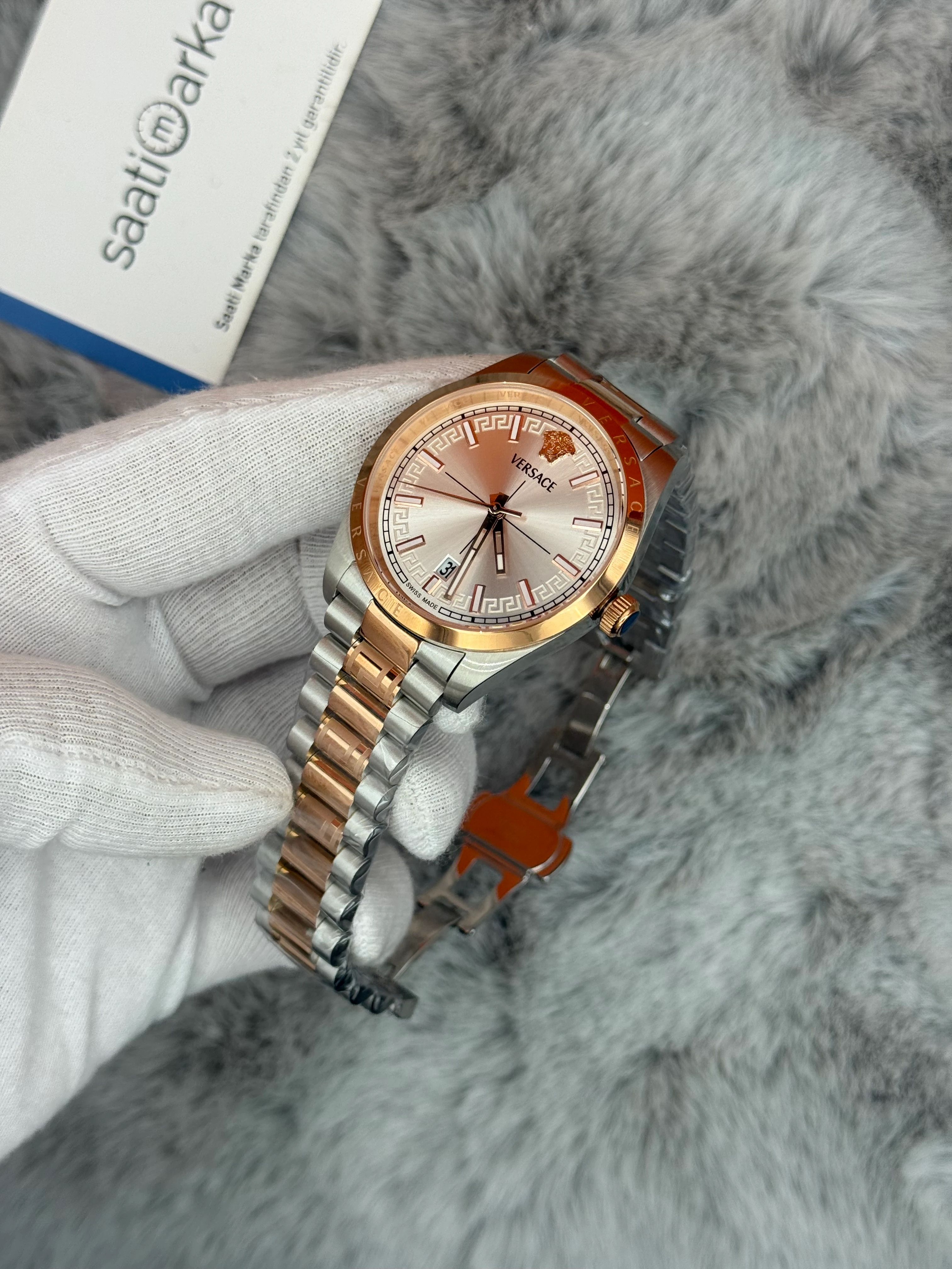 VERSACE 40MM BEYAZ KADRAN ROSE SİLVER KASA KORDON ERKEK KOL SAATİ