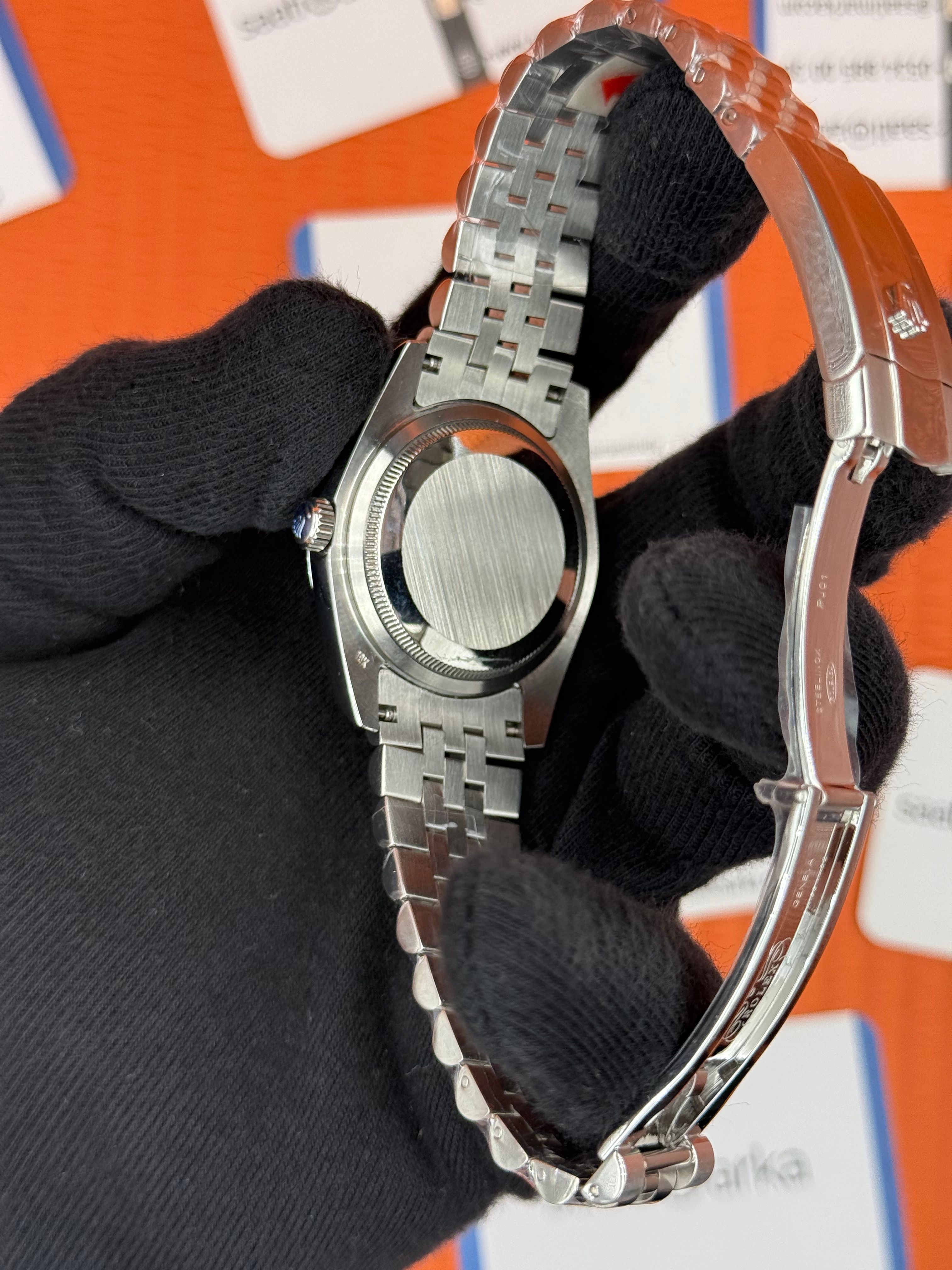 ROLEX datejust 36mm silver jubile kordon pembe baget taş kadran