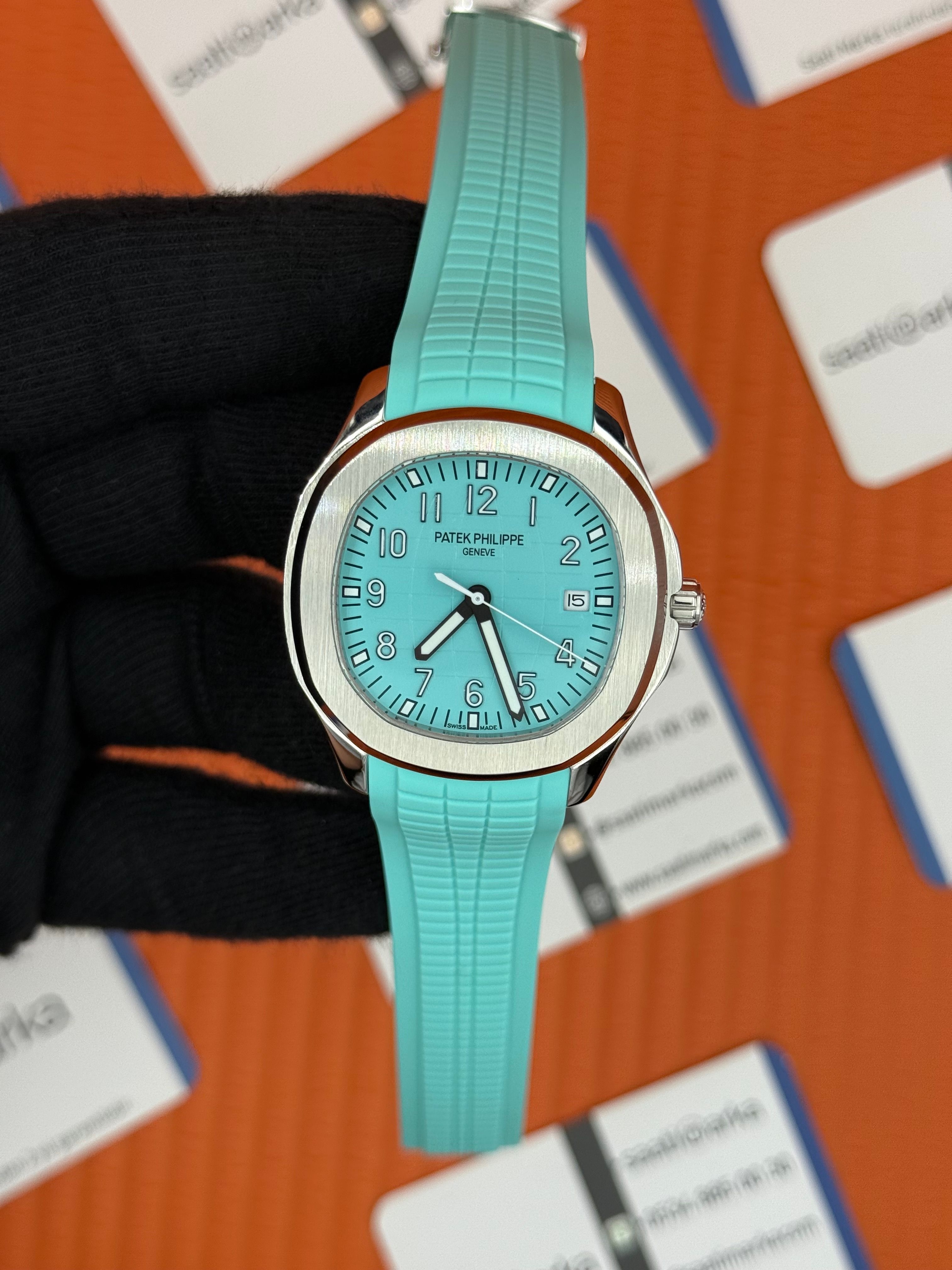 PATEK PHILIPPE AQUANAUT TURKUAZ KADRAN TURKUAZ KAUÇUK KORDON SİLVER KASA 