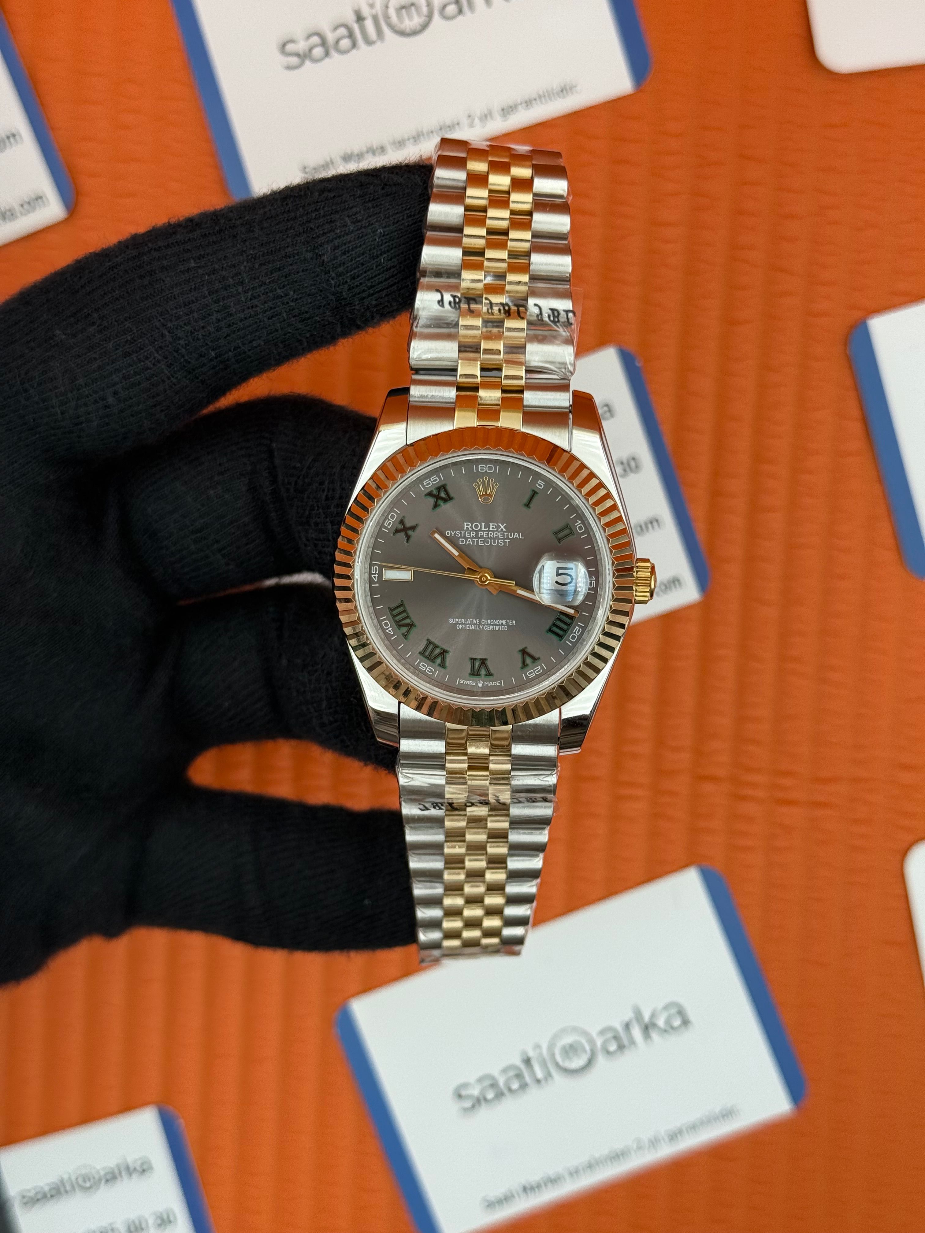 ROLEX Datejust wimbledon grey dial goldsilver jubilee kordon