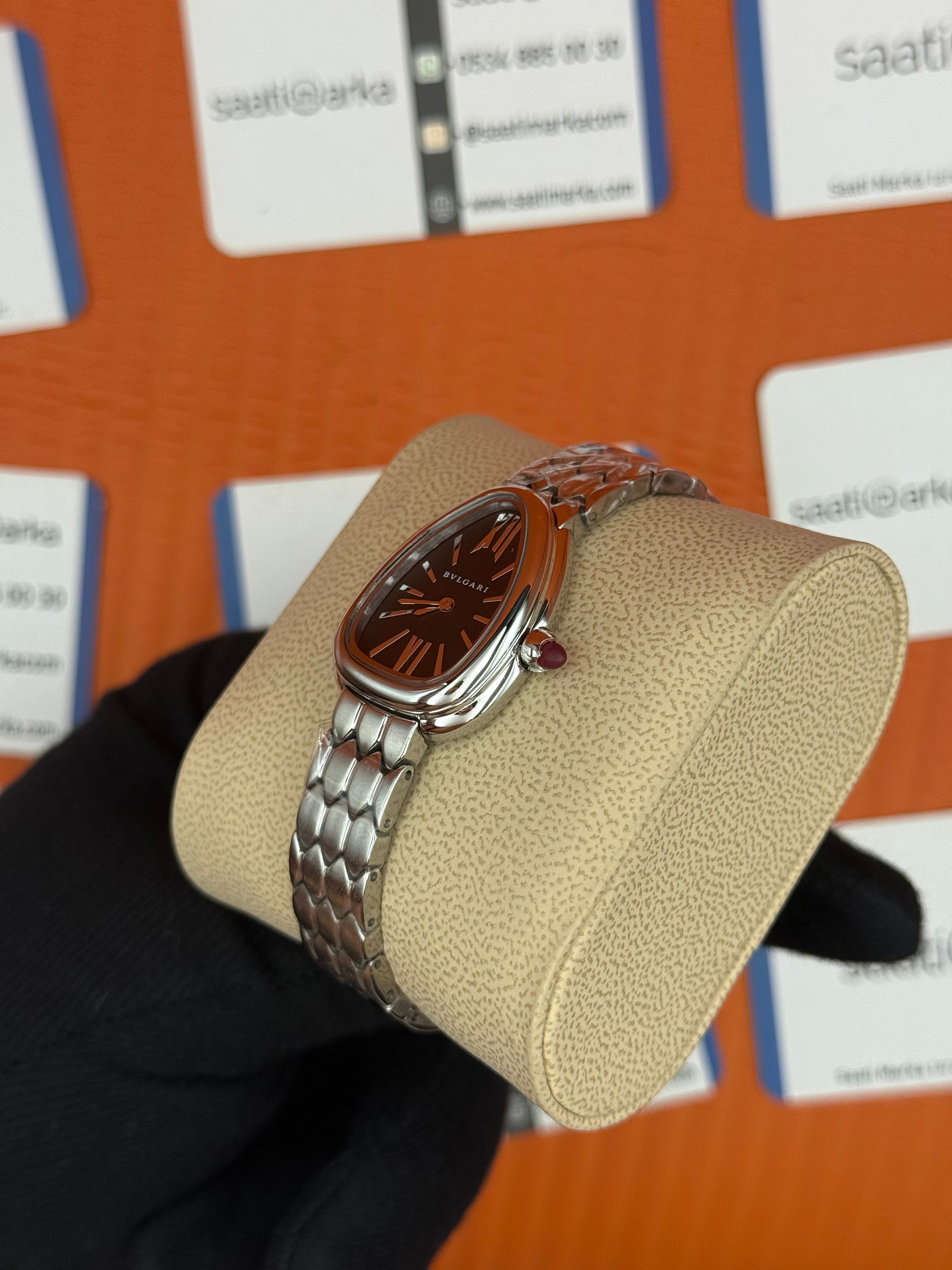 BVLGARİ serpenti seduttori siyah kadran silver kasa kordon kadın kol saati