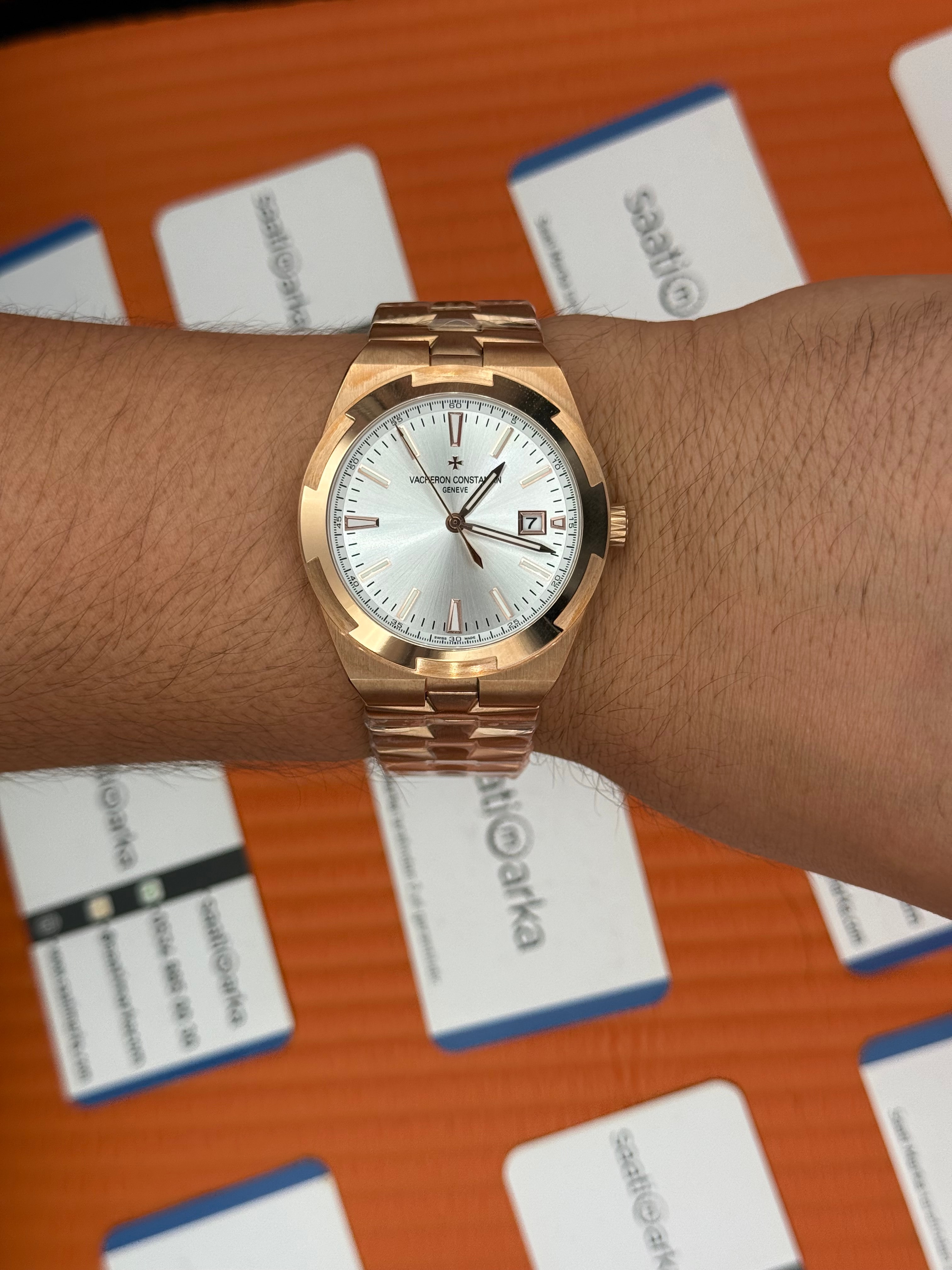 VACHERON CONSTANTIN overseas beyaz kadran rose kasa kordon erkek kol saati