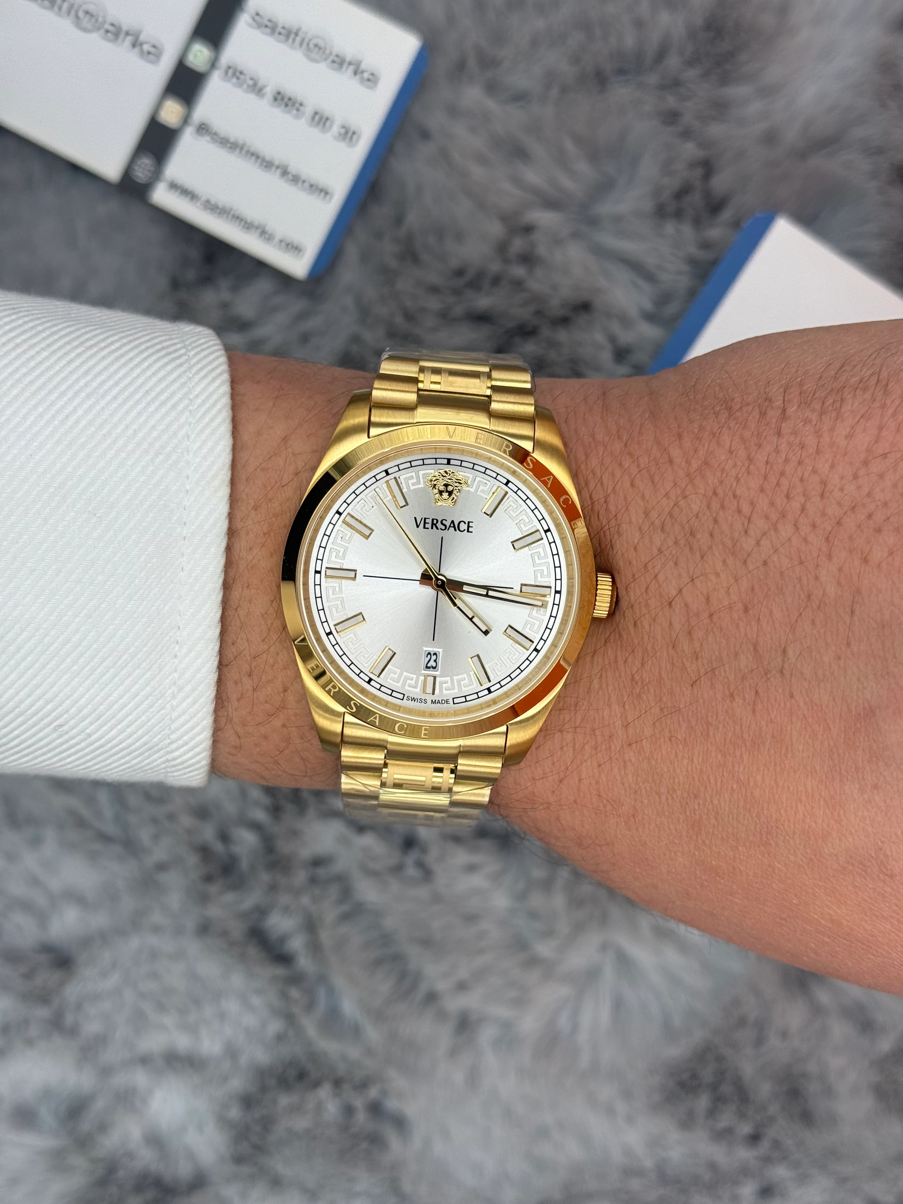 VERSACE 40MM BEYAZ KADRAN GOLD KASA KORDON ERKEK KOL SAATİ