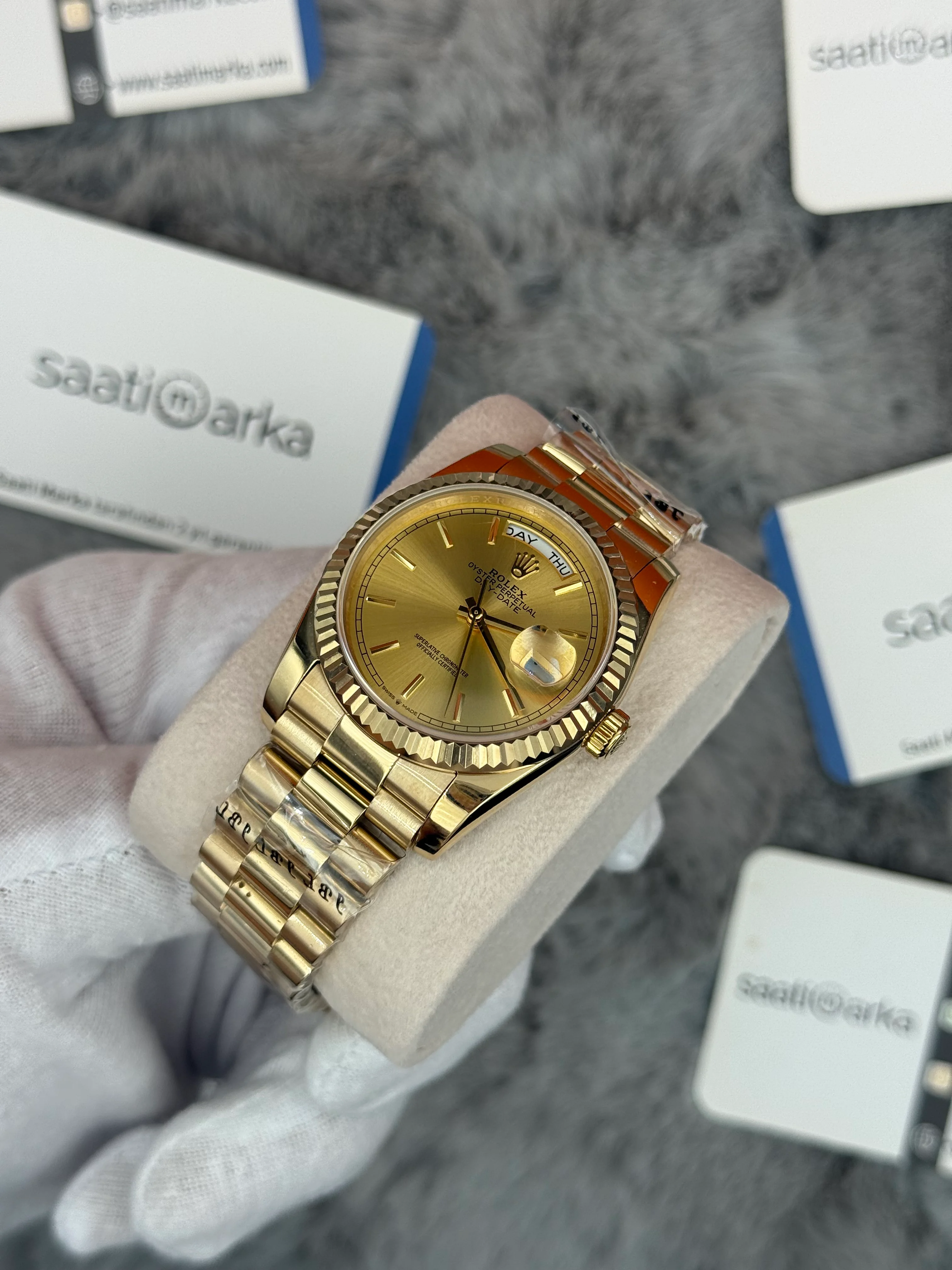 ROLEX DAY-DATE 36 MM ŞAMPANYA KADRAN GOLD KASA GOLD PRESIDENT KORDON
