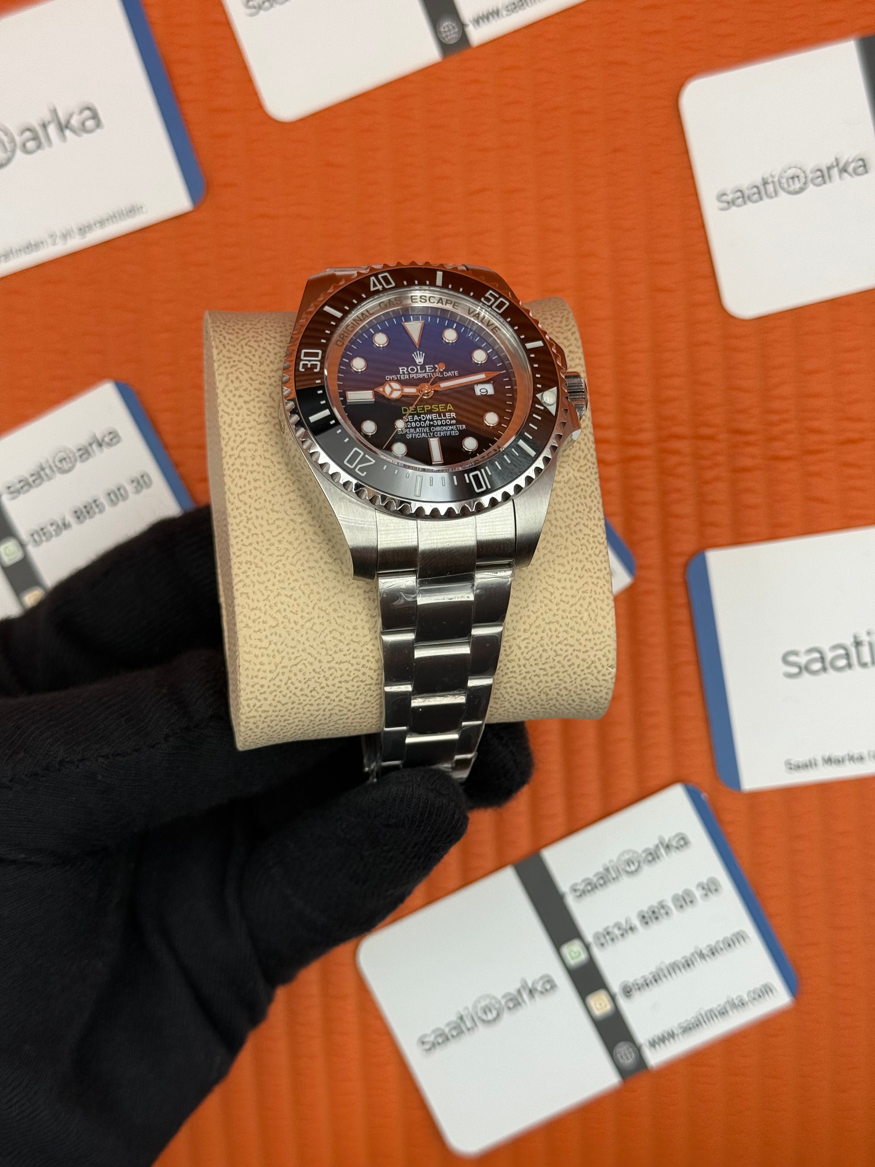 ROLEX Deepsea oyster date blue black dial silver kasa-kordon