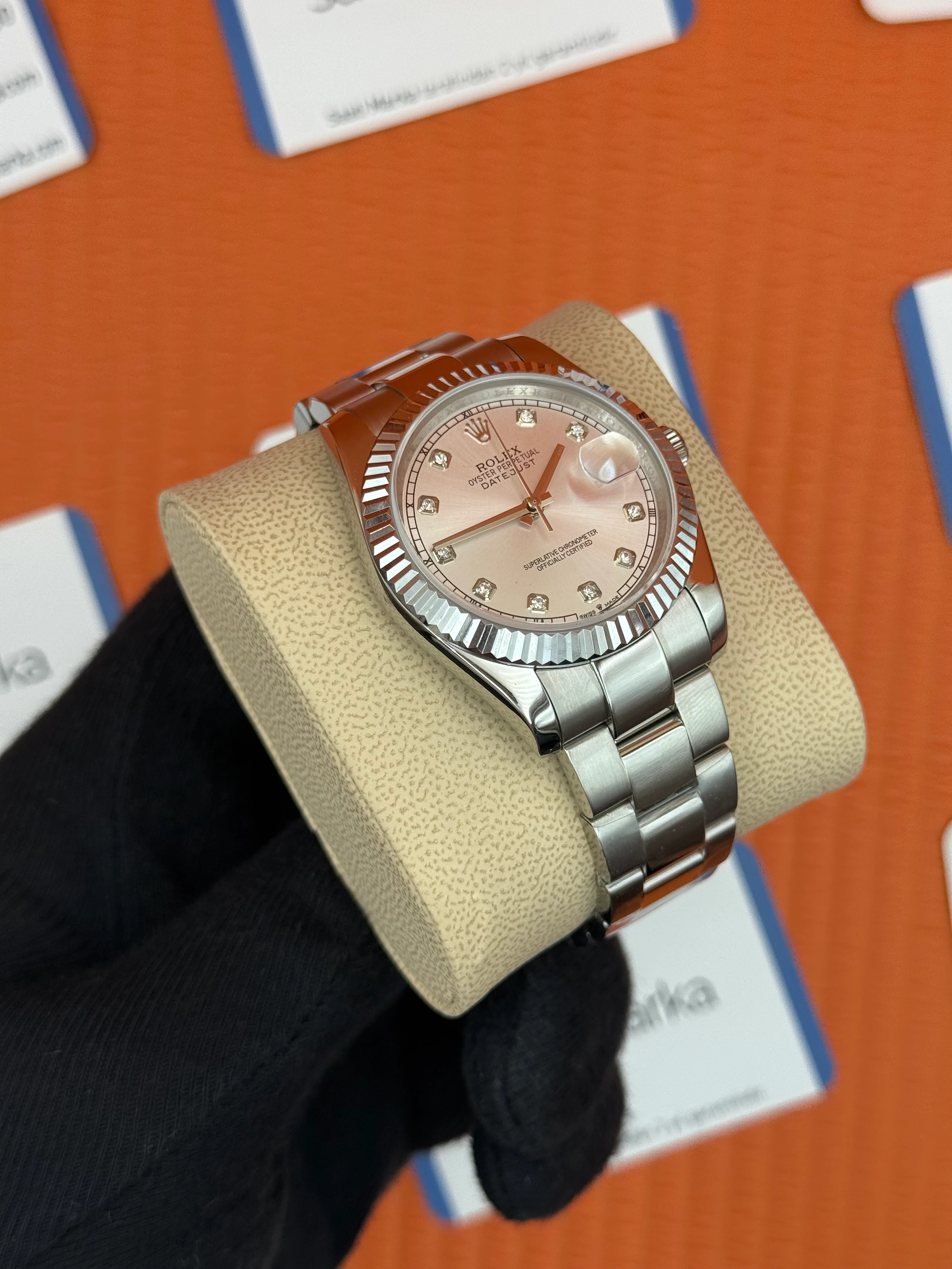 ROLEX Datejust baget taşlı white dial silver oyster kordon