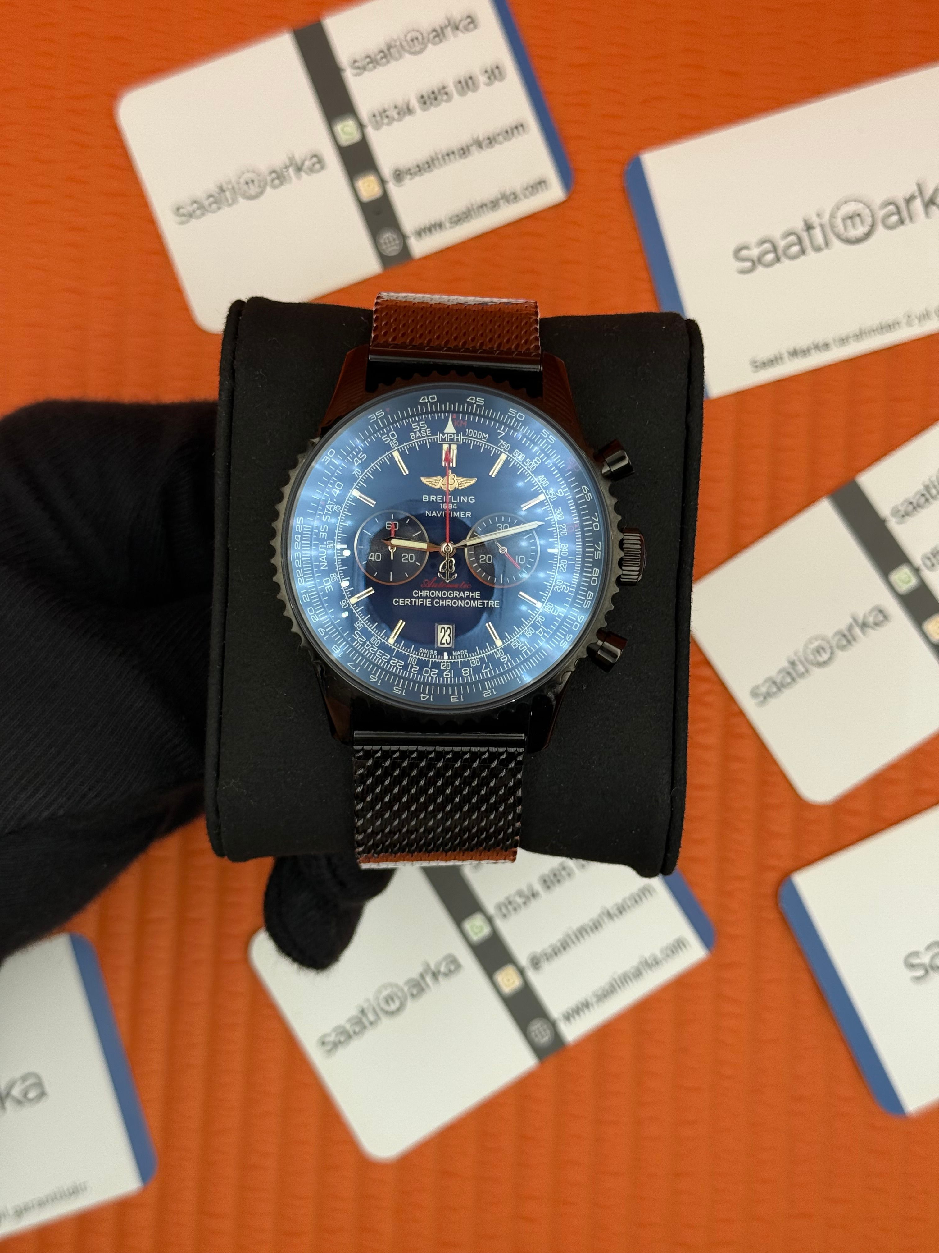 BREITLING Navitimer siyah hasır kordon siyah kadran çelik kasa