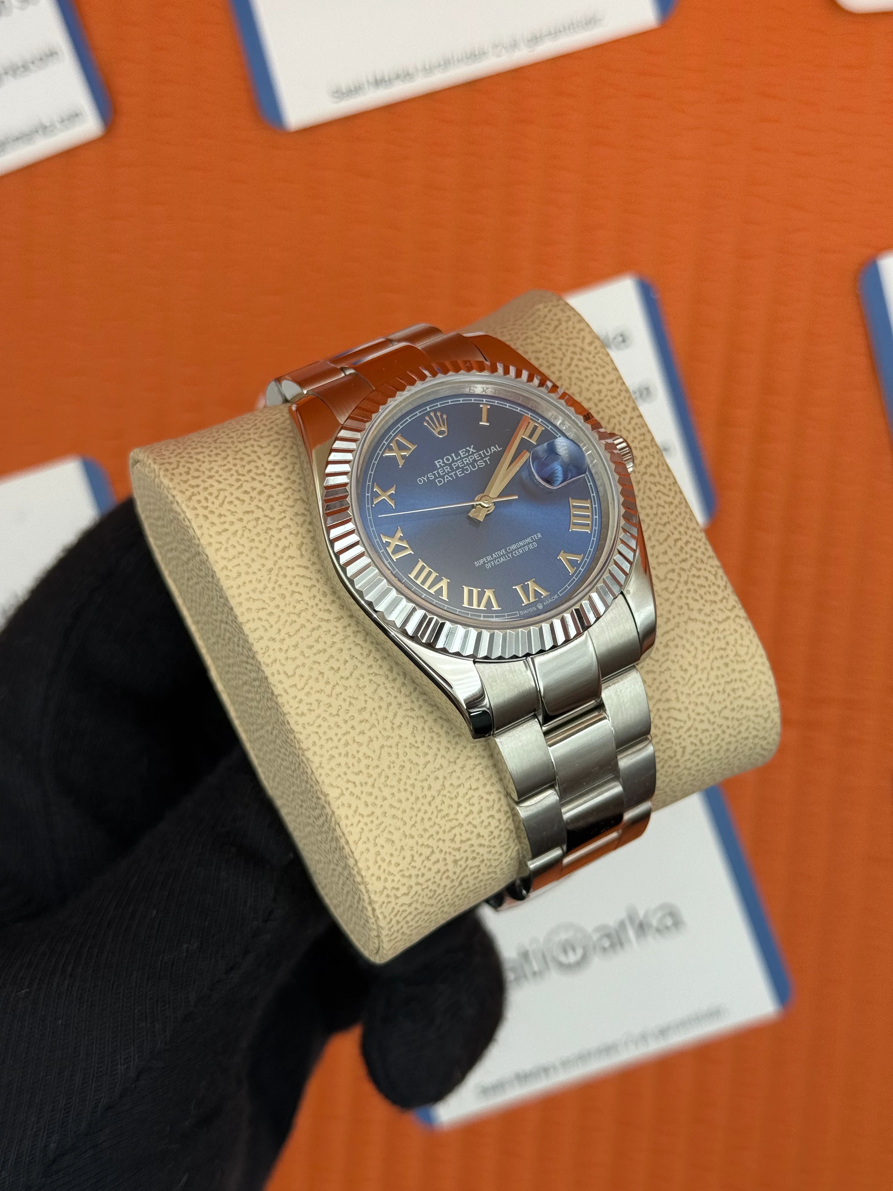 ROLEX Datejust roma rakamlı blue dial silver oyster kordon