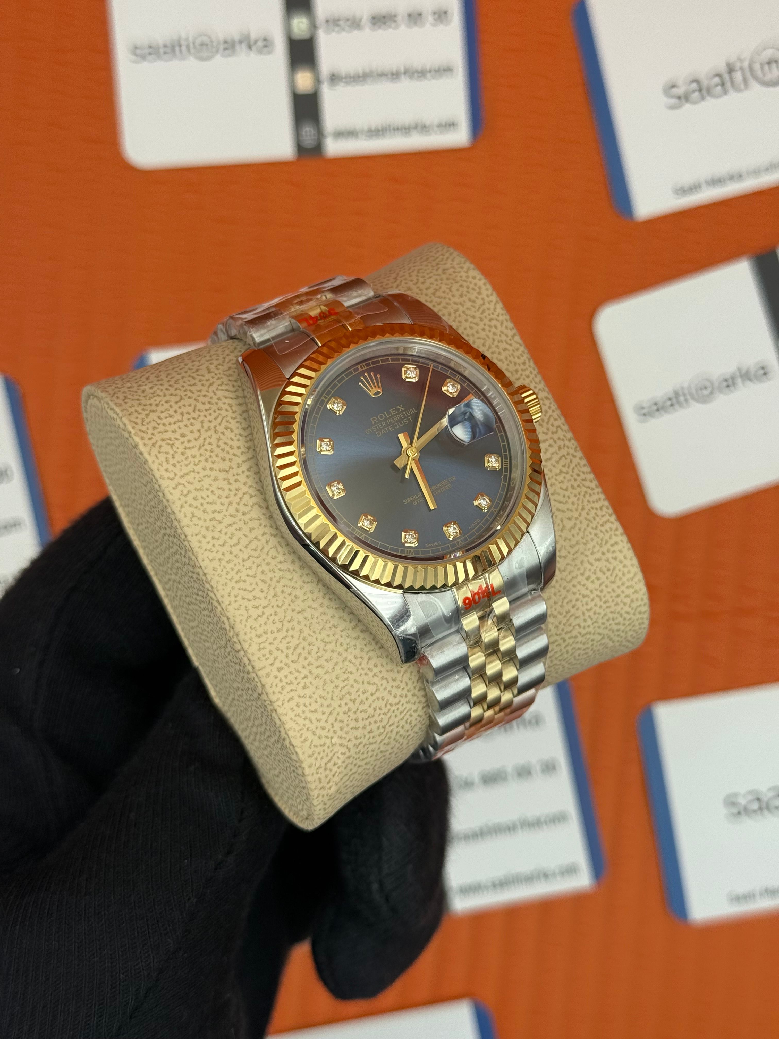 ROLEX Datejust baget taşlı blue dial gold-silver jubilee kordon