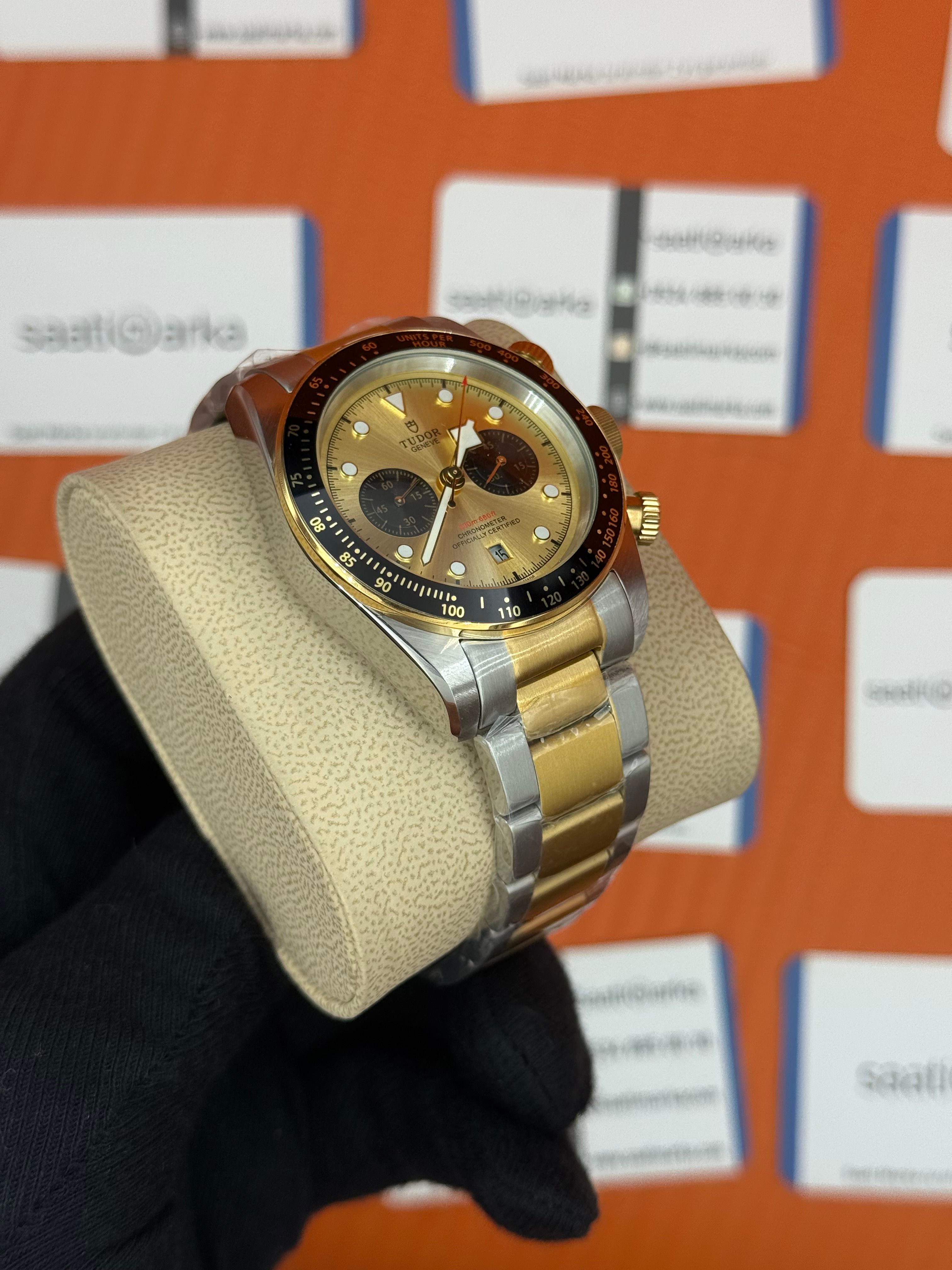 TUDOR black bey şampanya kadran gold silver kasa kordon 41mm erkek kol saati