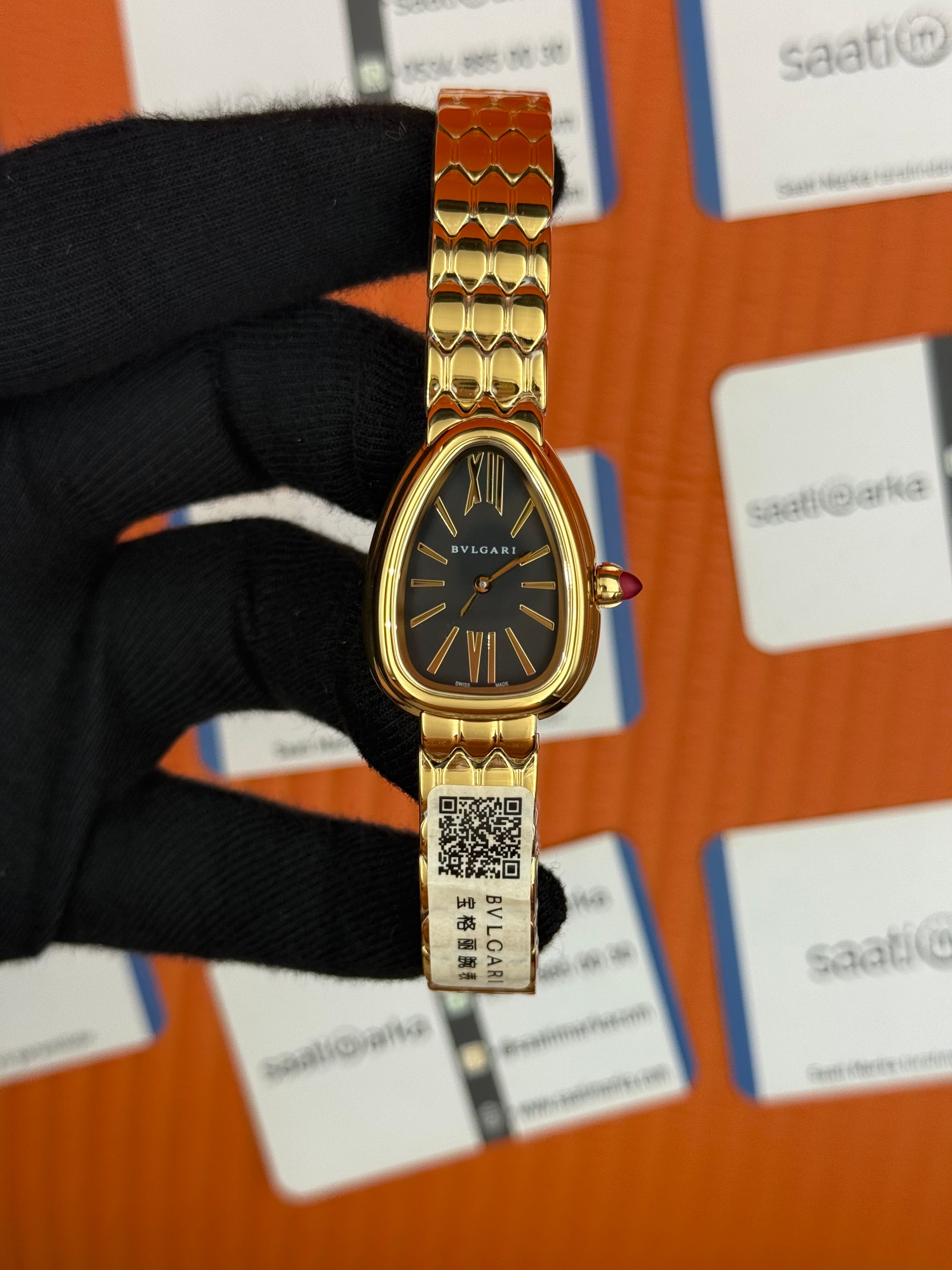 BVLGARİ serpenti seduttori siyah kadran gold kasa kordon kadın kol saati