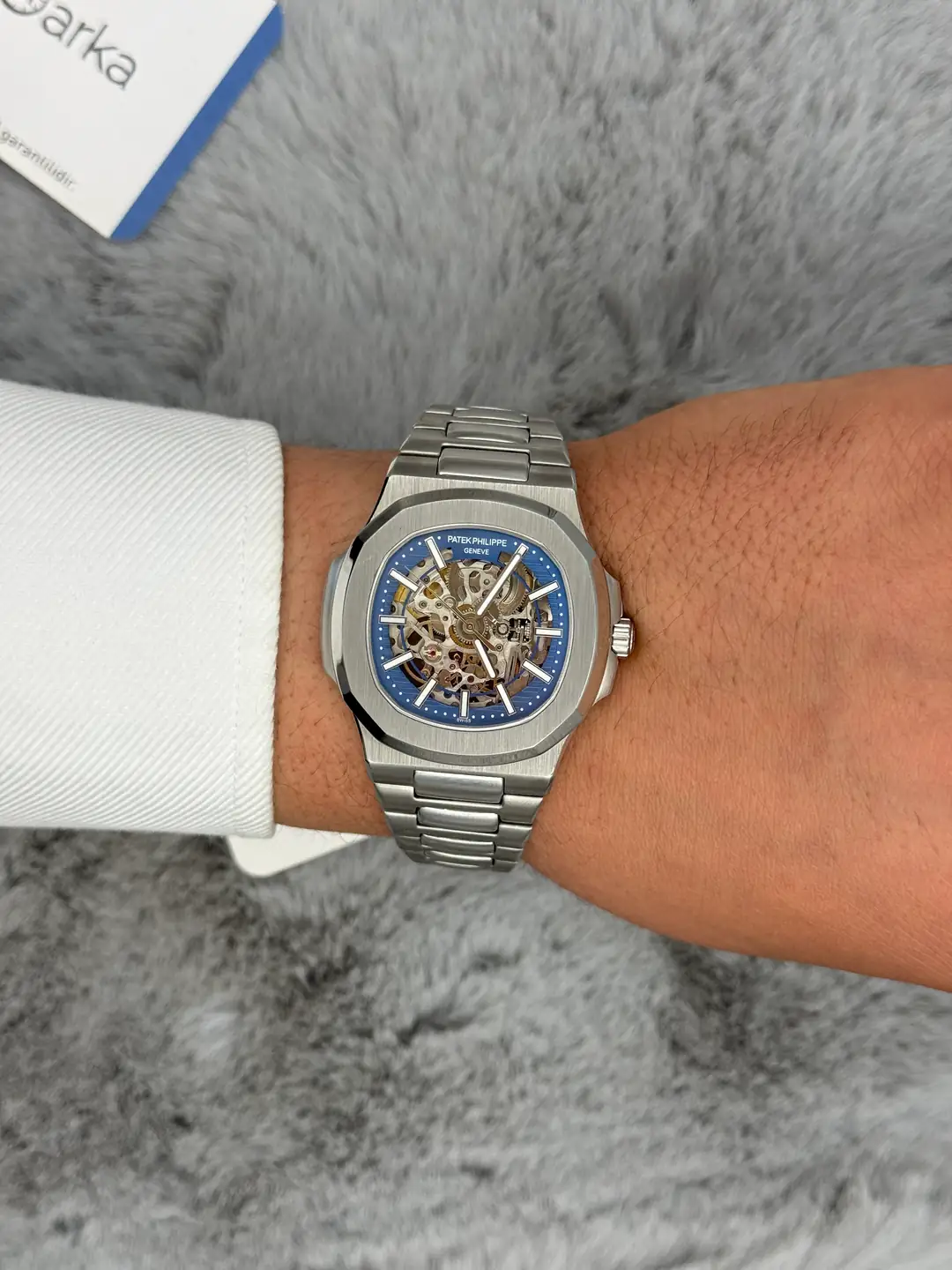 PATEK PHILIPPE SKELETON MAVİ KADRAN SİLVER KASA-KORDON 40MM