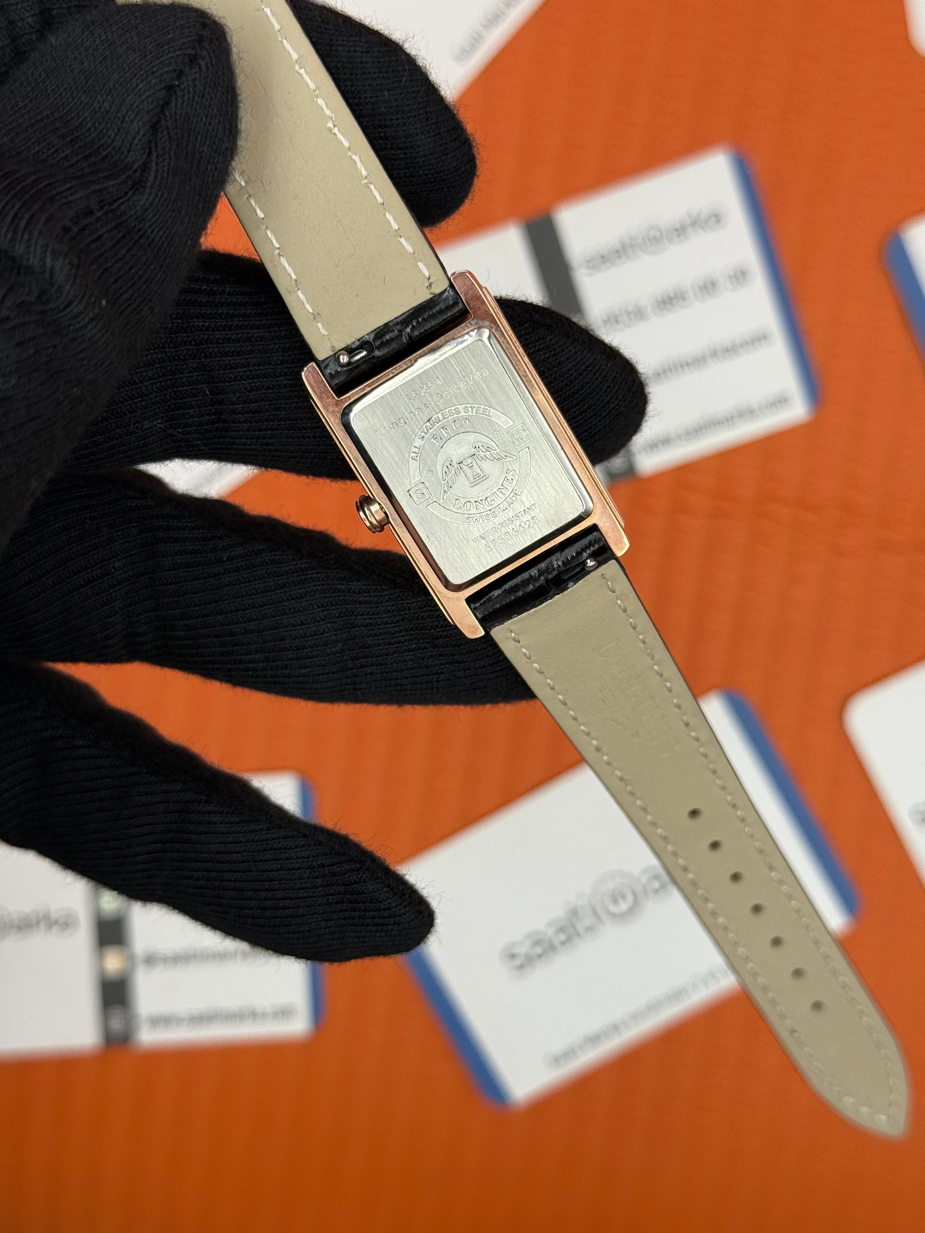 LONGINES DOLCEVİTA L5.255.8.87.0 beyaz kadran siyah deri kordon rose kasa