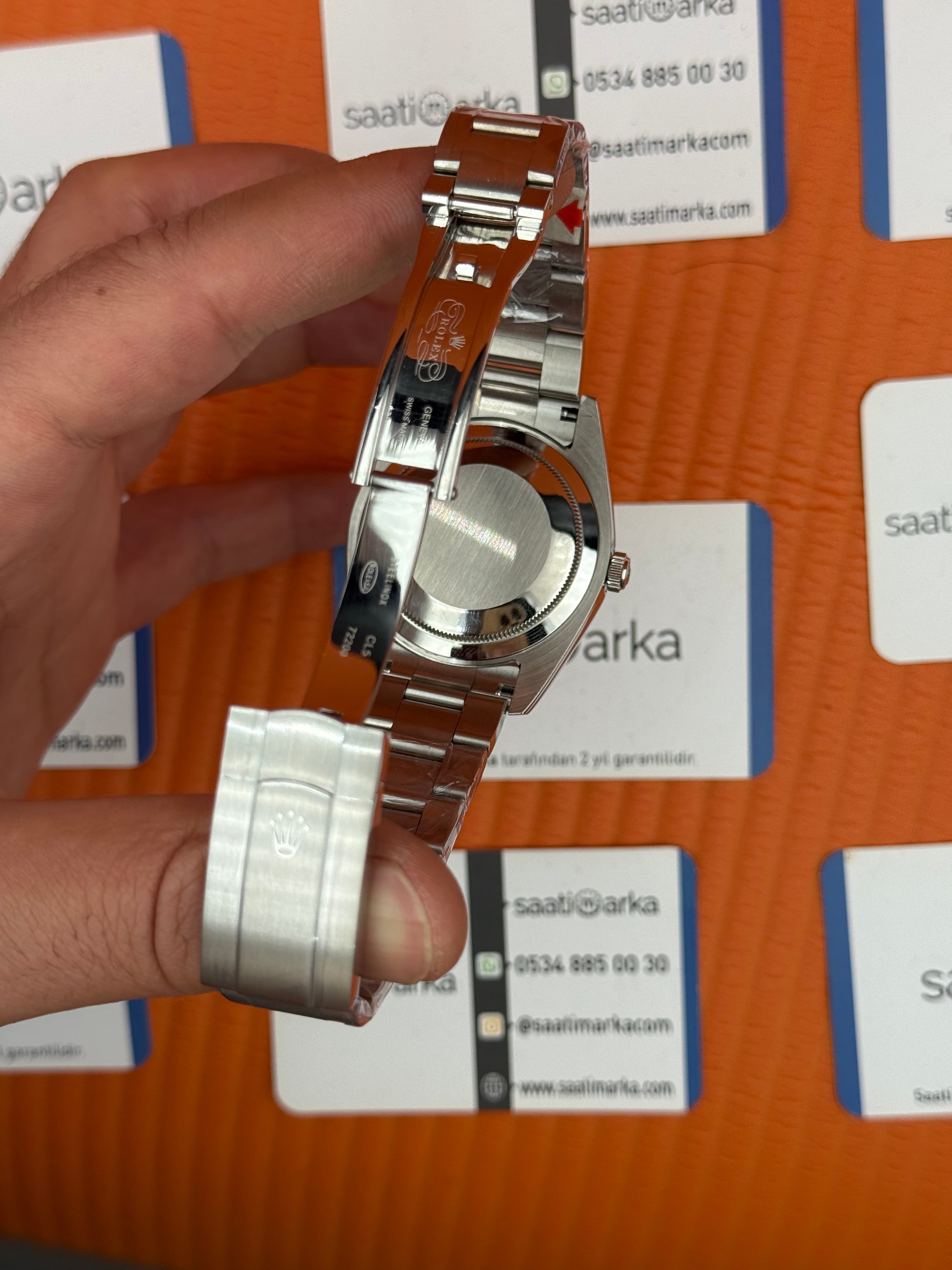 ROLEX oyster perpetual pembe kadran silver kasa kordon erkek kol saati