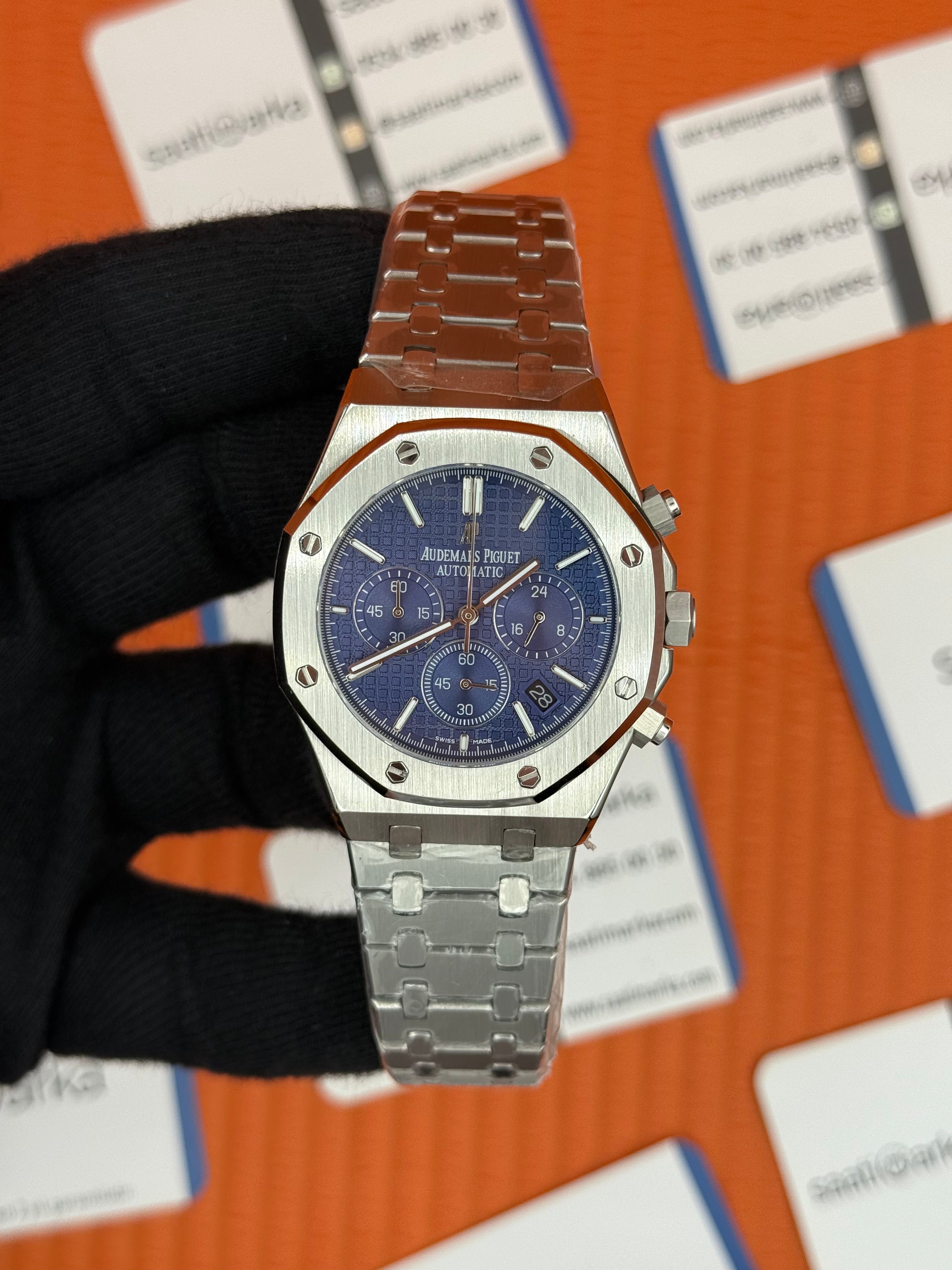 AUDEMARS PİGUET CHRONOGRAPH MAVİ KADRAN SİLVER KASA-KORDON 