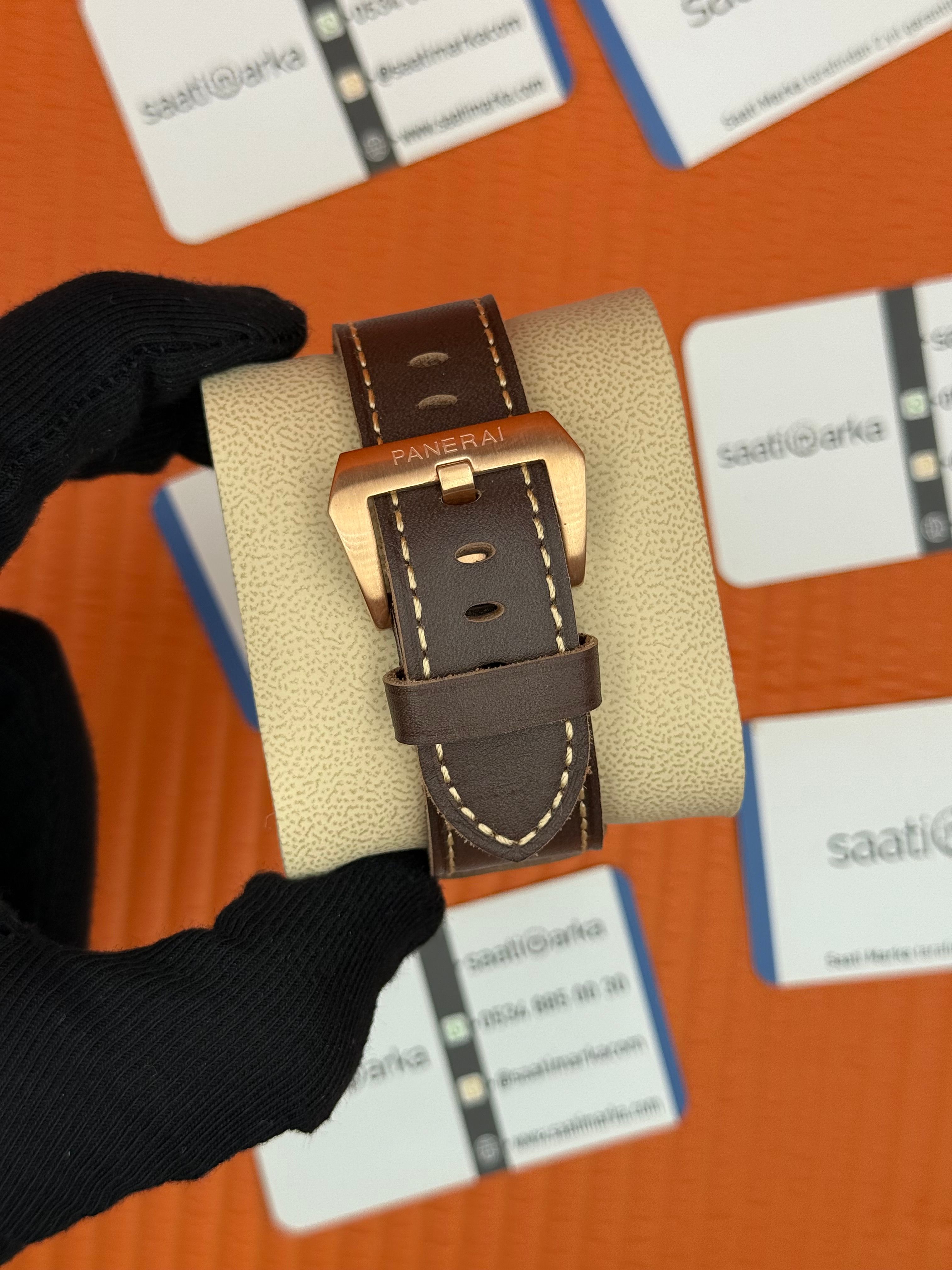 PANERAI submersible automatic kahverengi deri kordon rose kasa