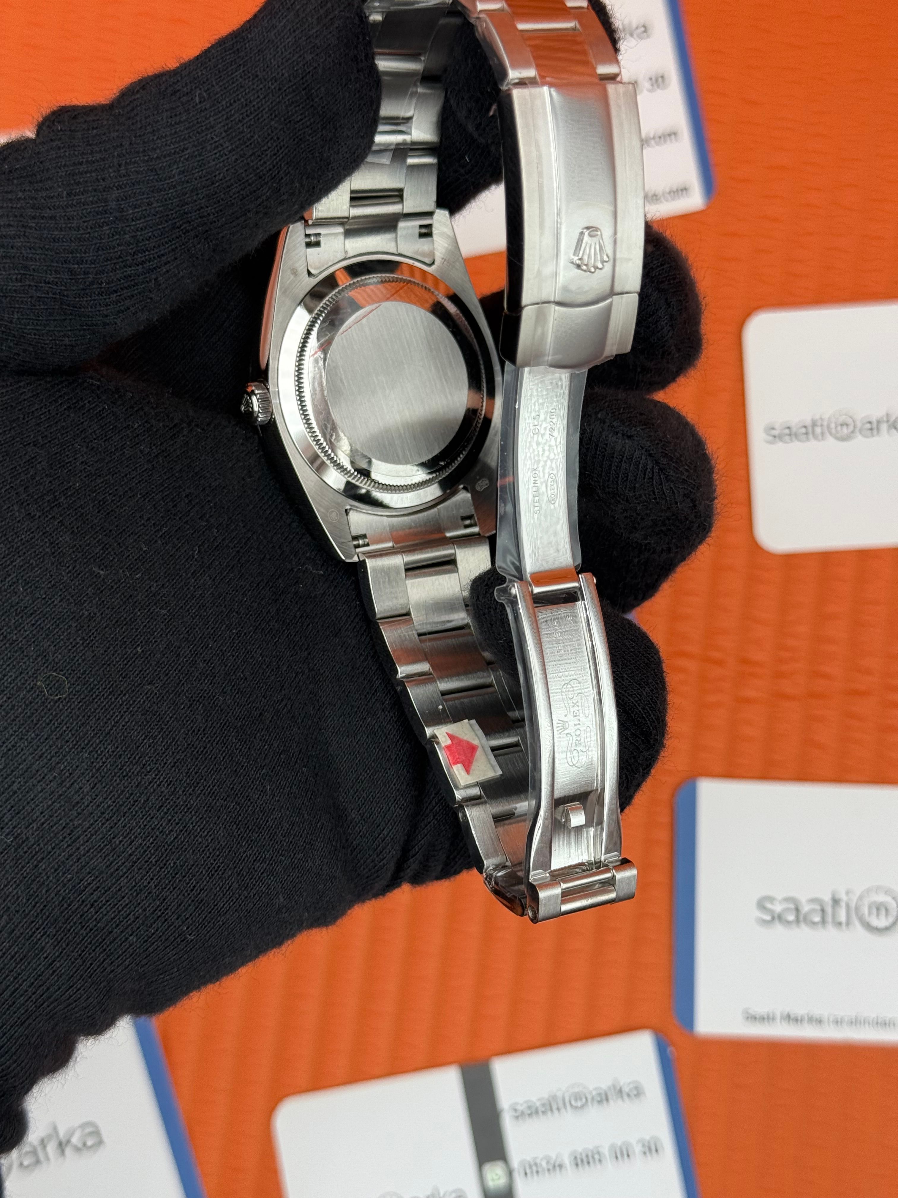 ROLEX Milgauss siyah kadran silver kasa-kordon
