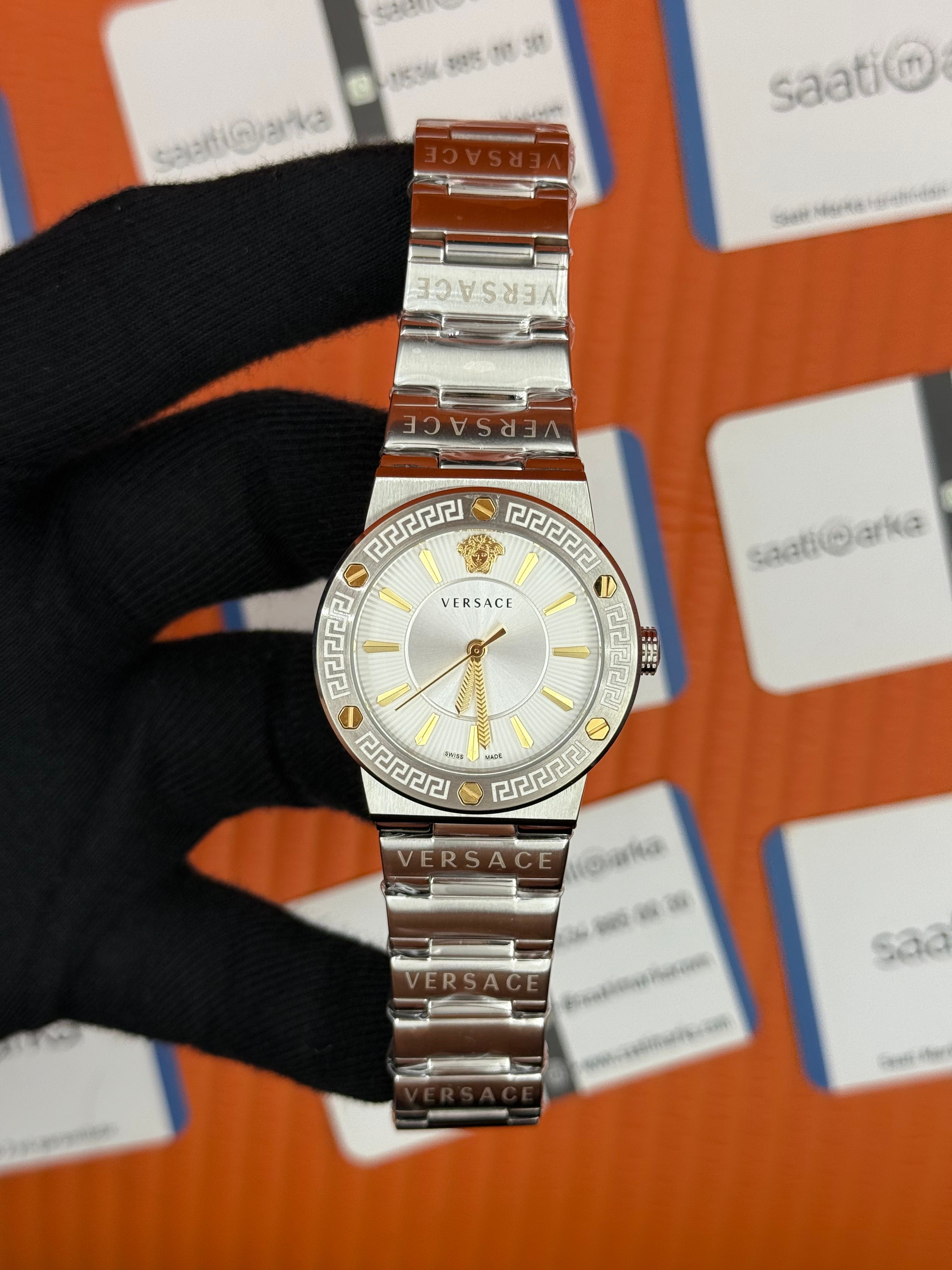 VERSACE beyaz kadran silver kasa kordon kadın kol saati