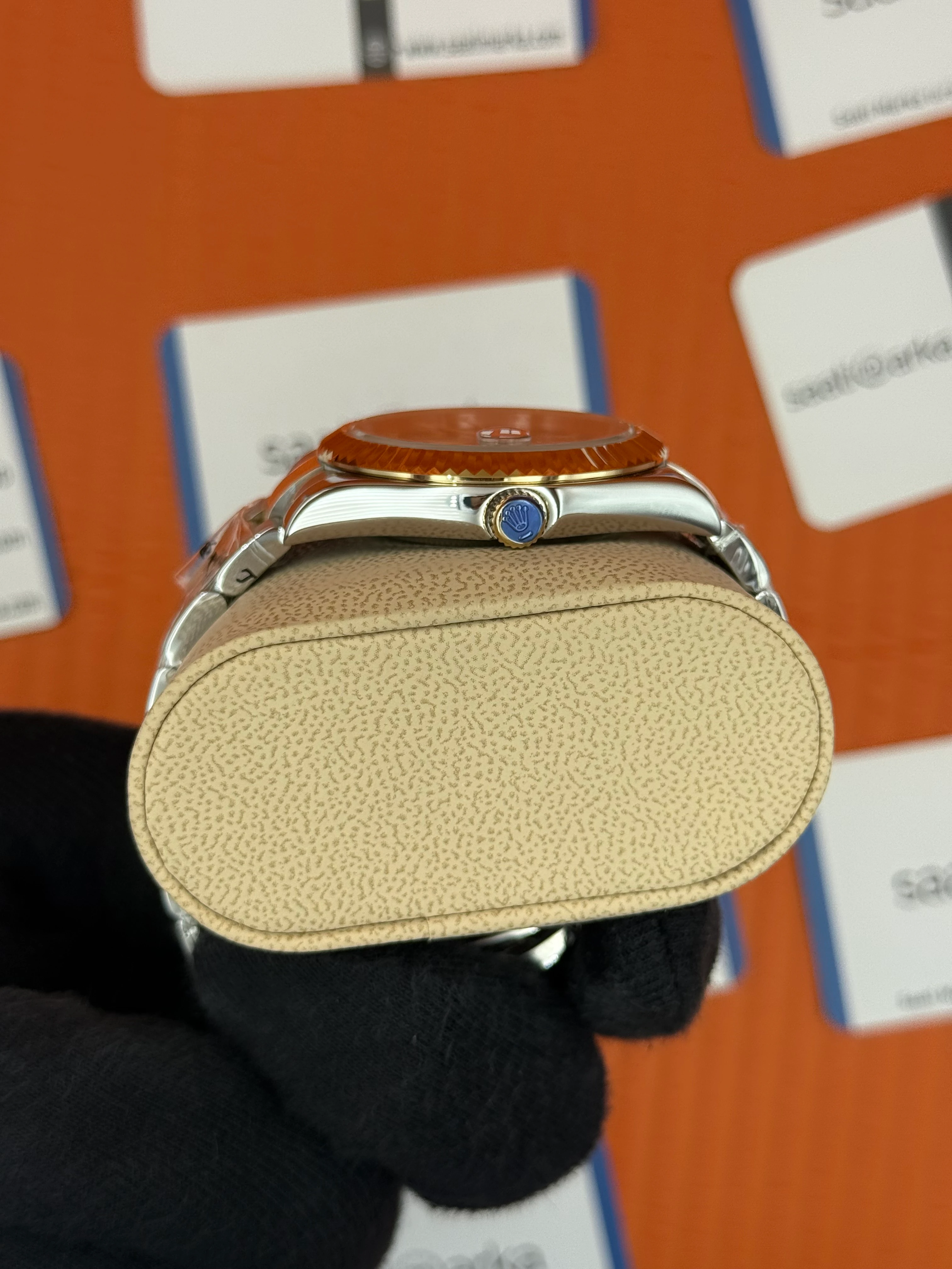 ROLEX Datejust green dial gold-silver oyster kordon