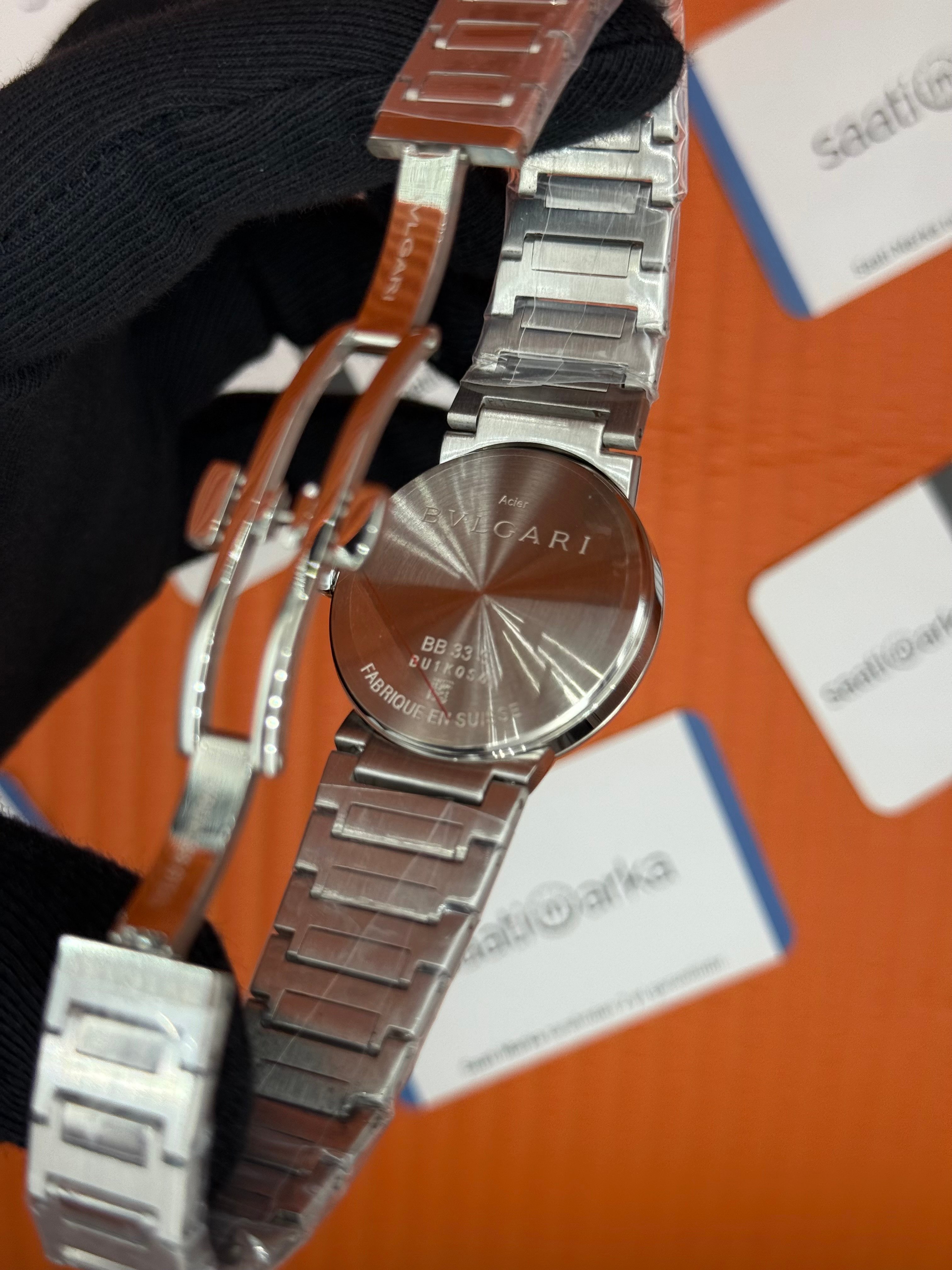 BVLGARI  toz pembe kadran silver kasa kordon kadın kol saati