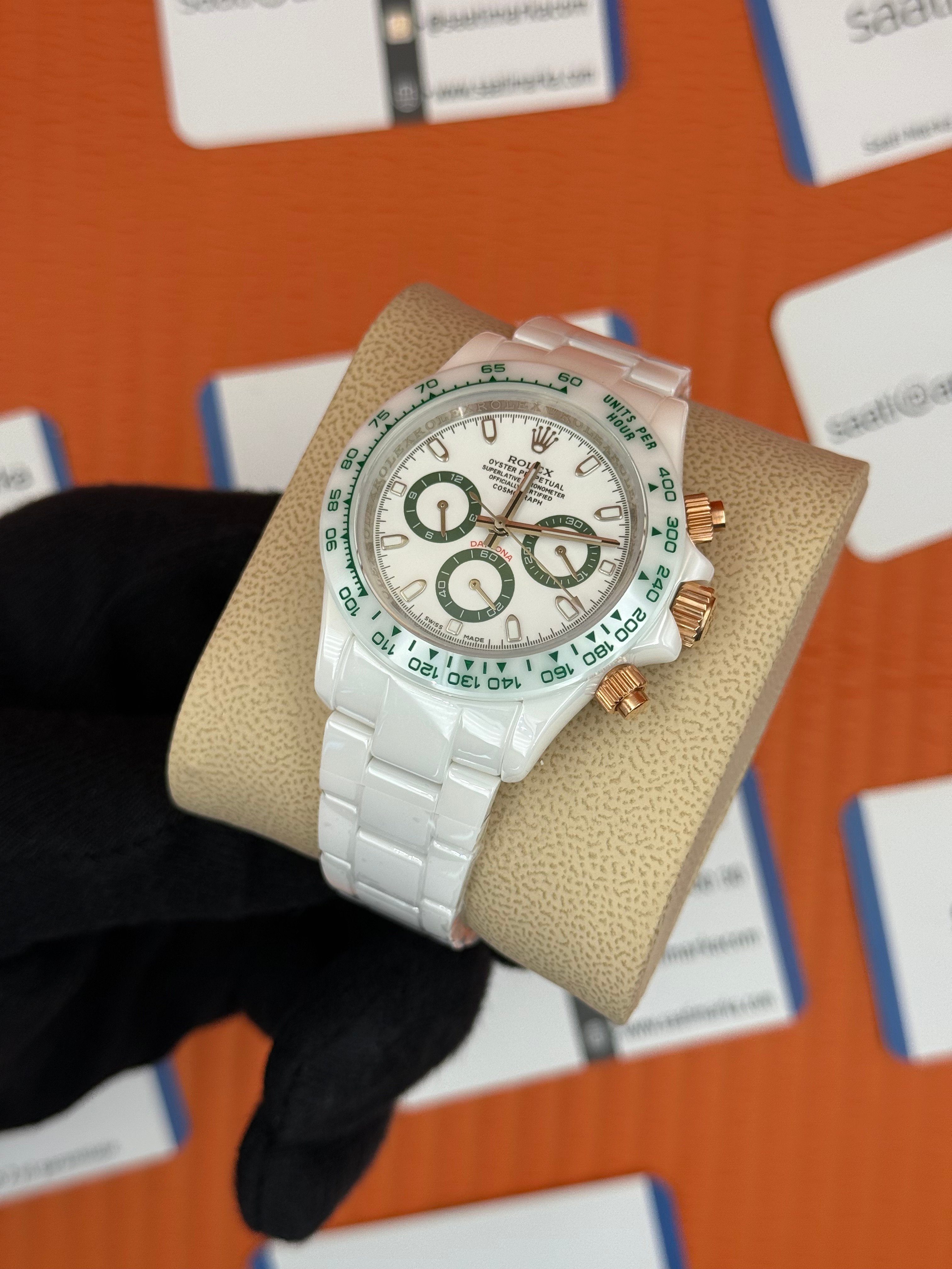 ROLEX Daytona white dial SERAMİK kasa-kordon