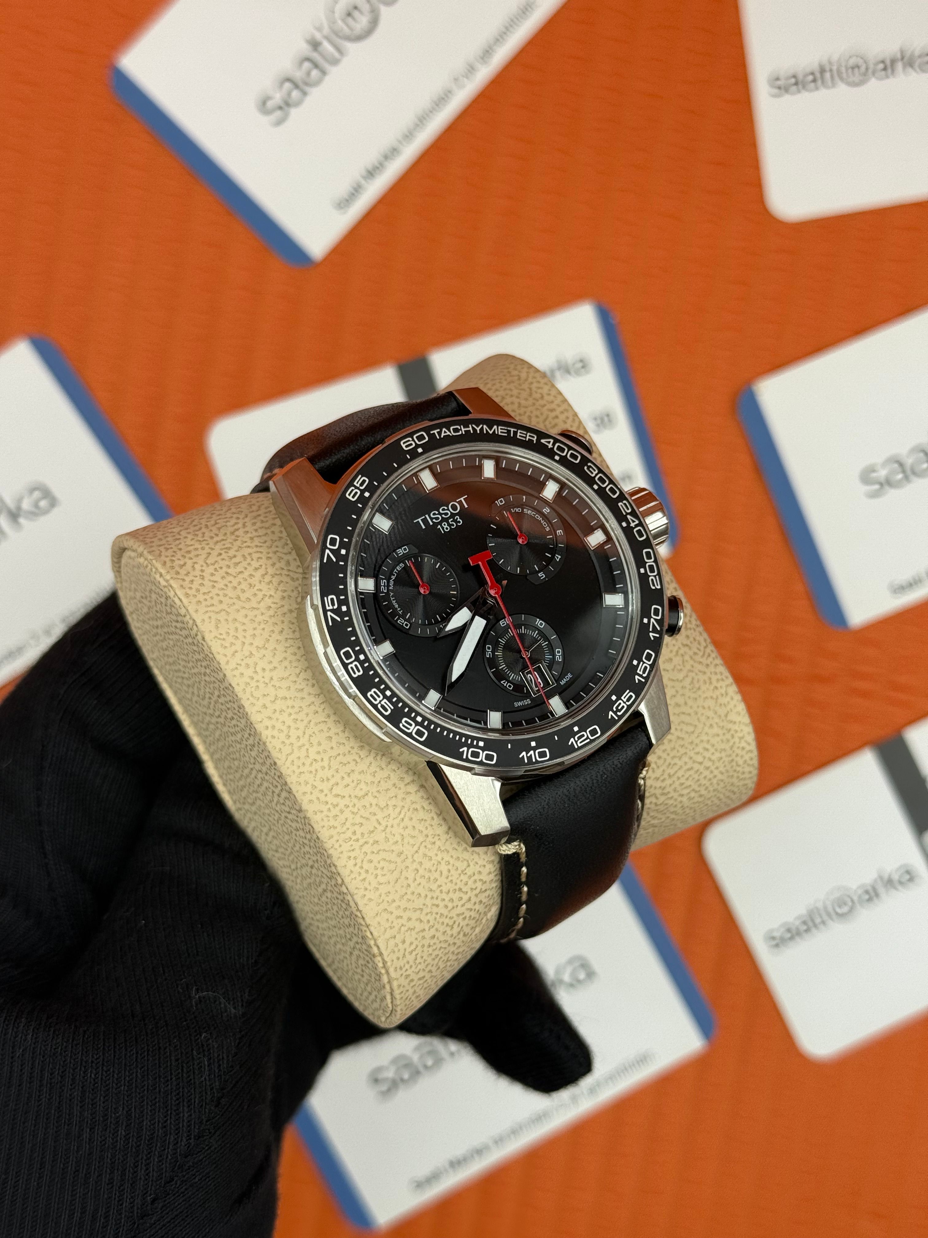 TISSOT siyah deri kordon silver kasa siyah kadran 