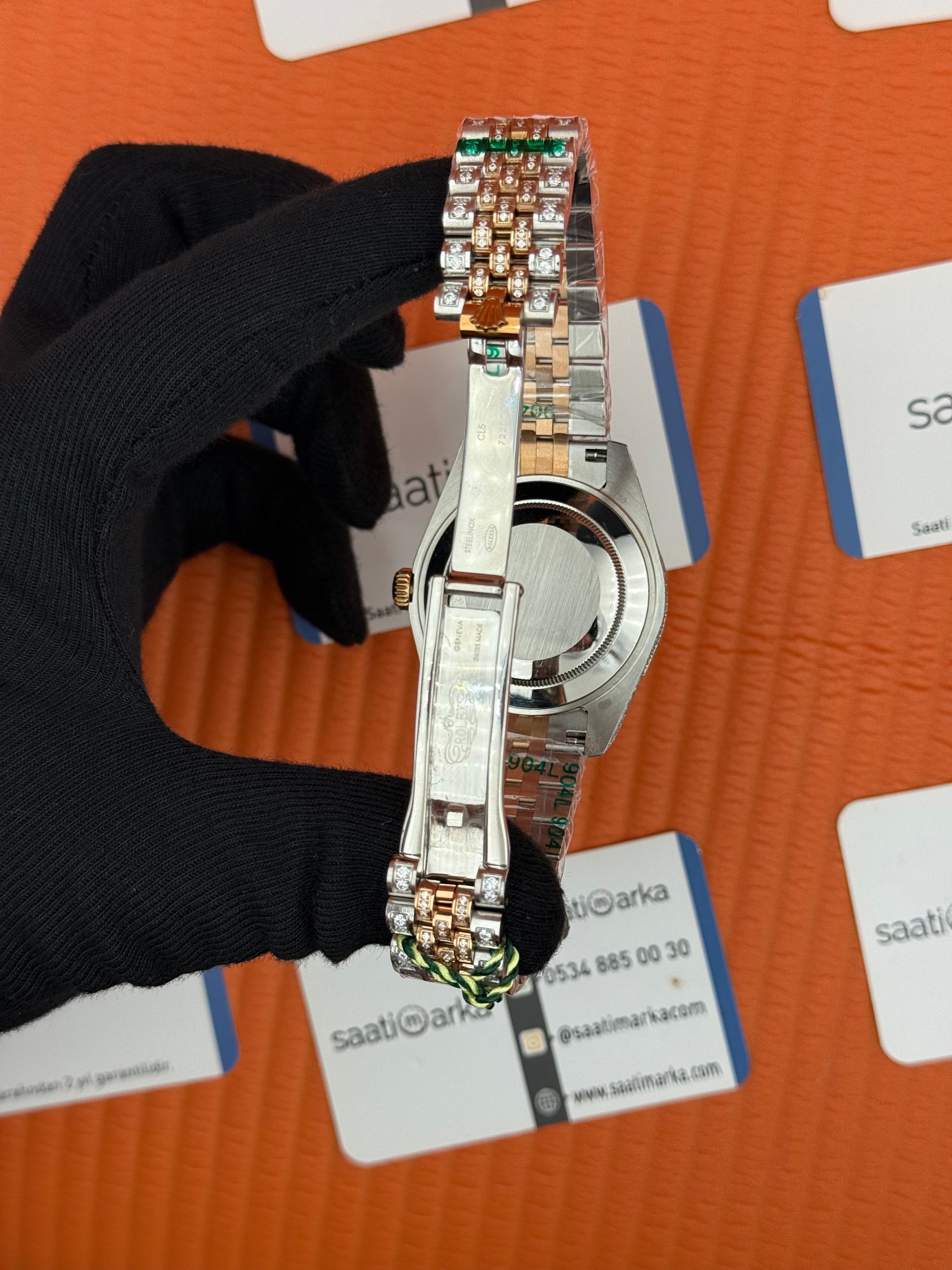 ROLEX datejust arabic dial full diamond 41mm rose silver 