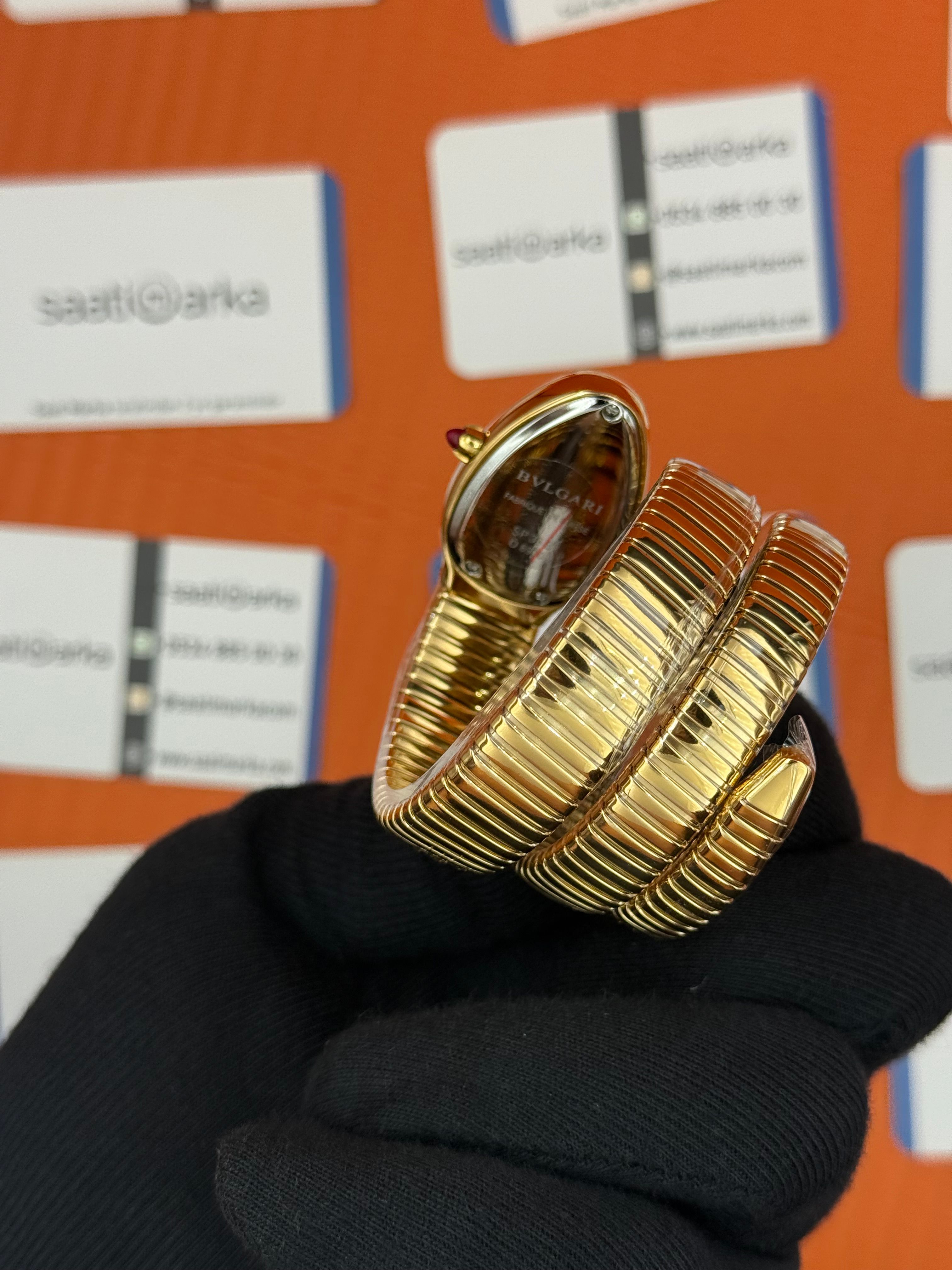 BVLGARİ serpenti çift sarma gold kordon beyaz kadran kadın kol saati