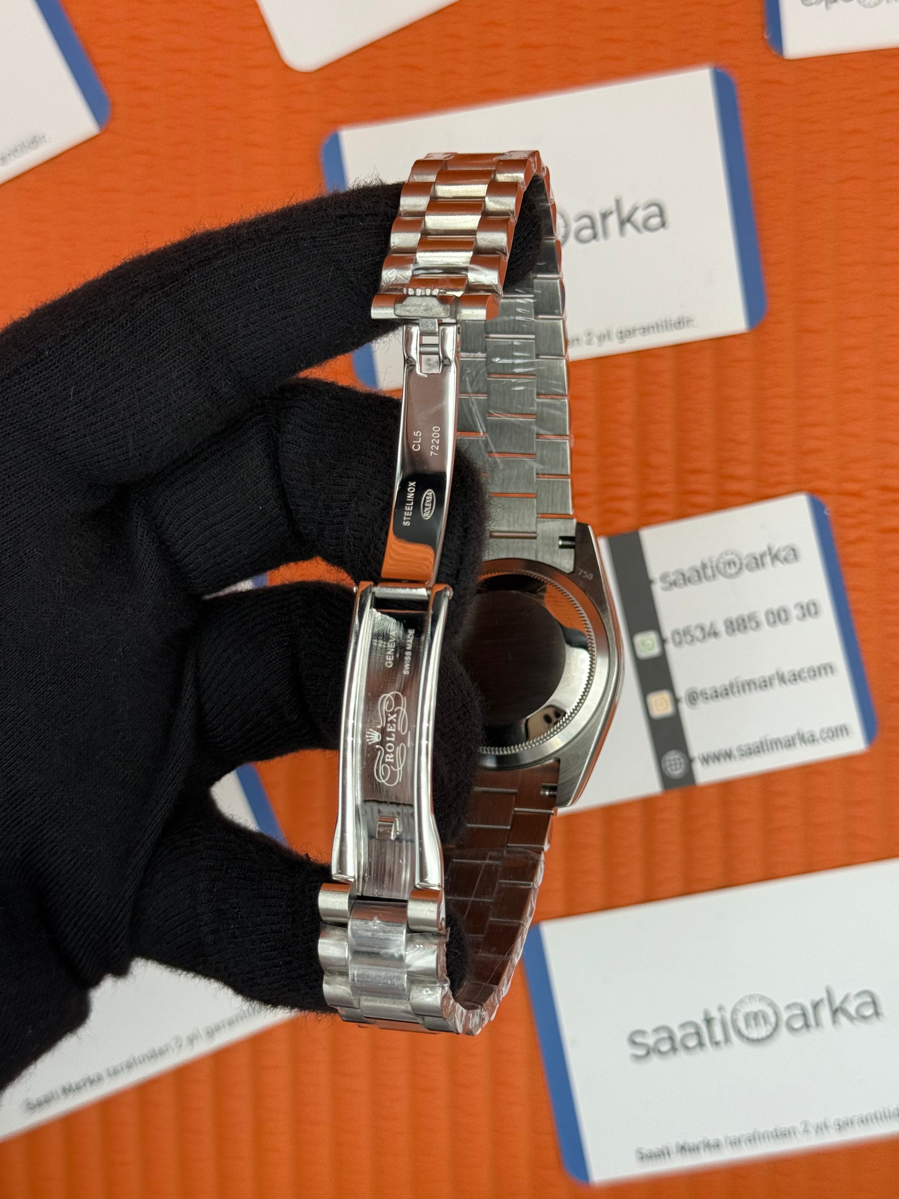 ROLEX day date 36mm president silver kordon mor kadran taşlı bezel 