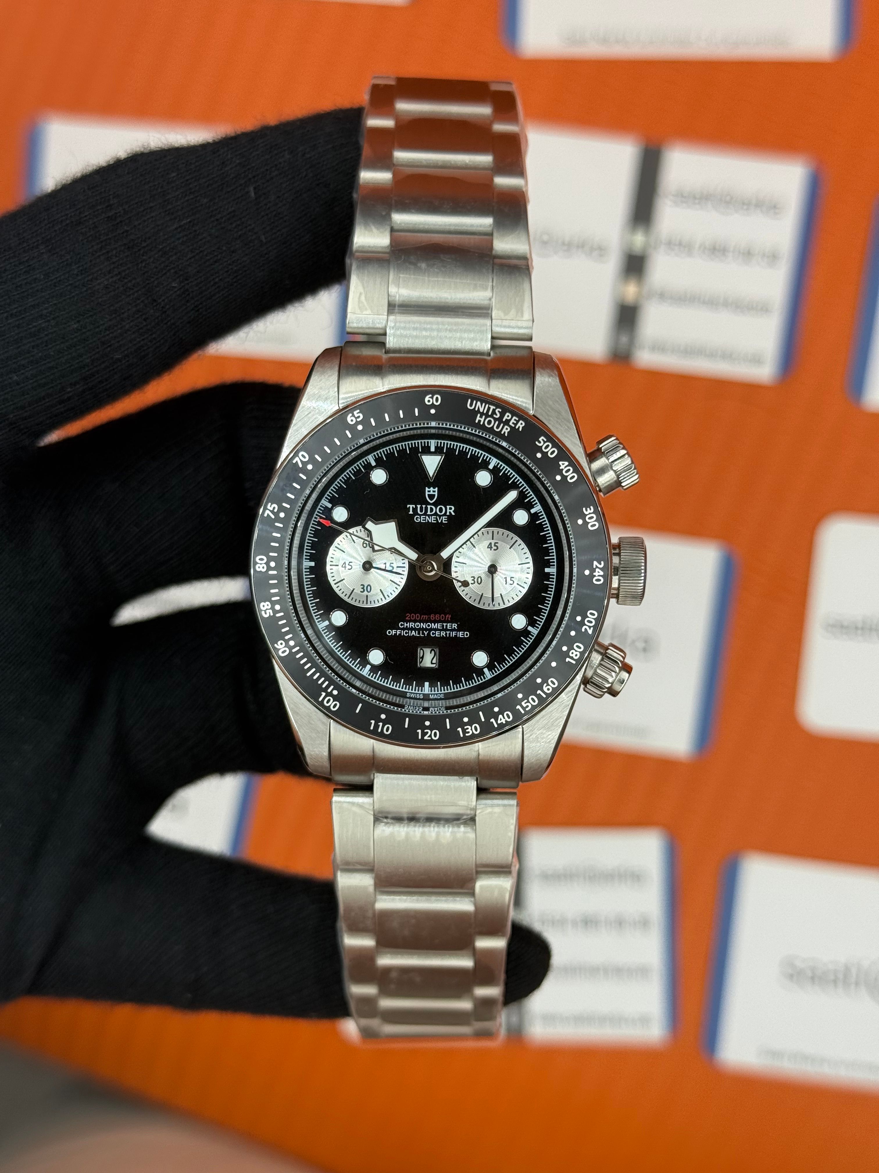 TUDOR black bey siyah kadran silver kasa kordon 41mm erkek kol saati