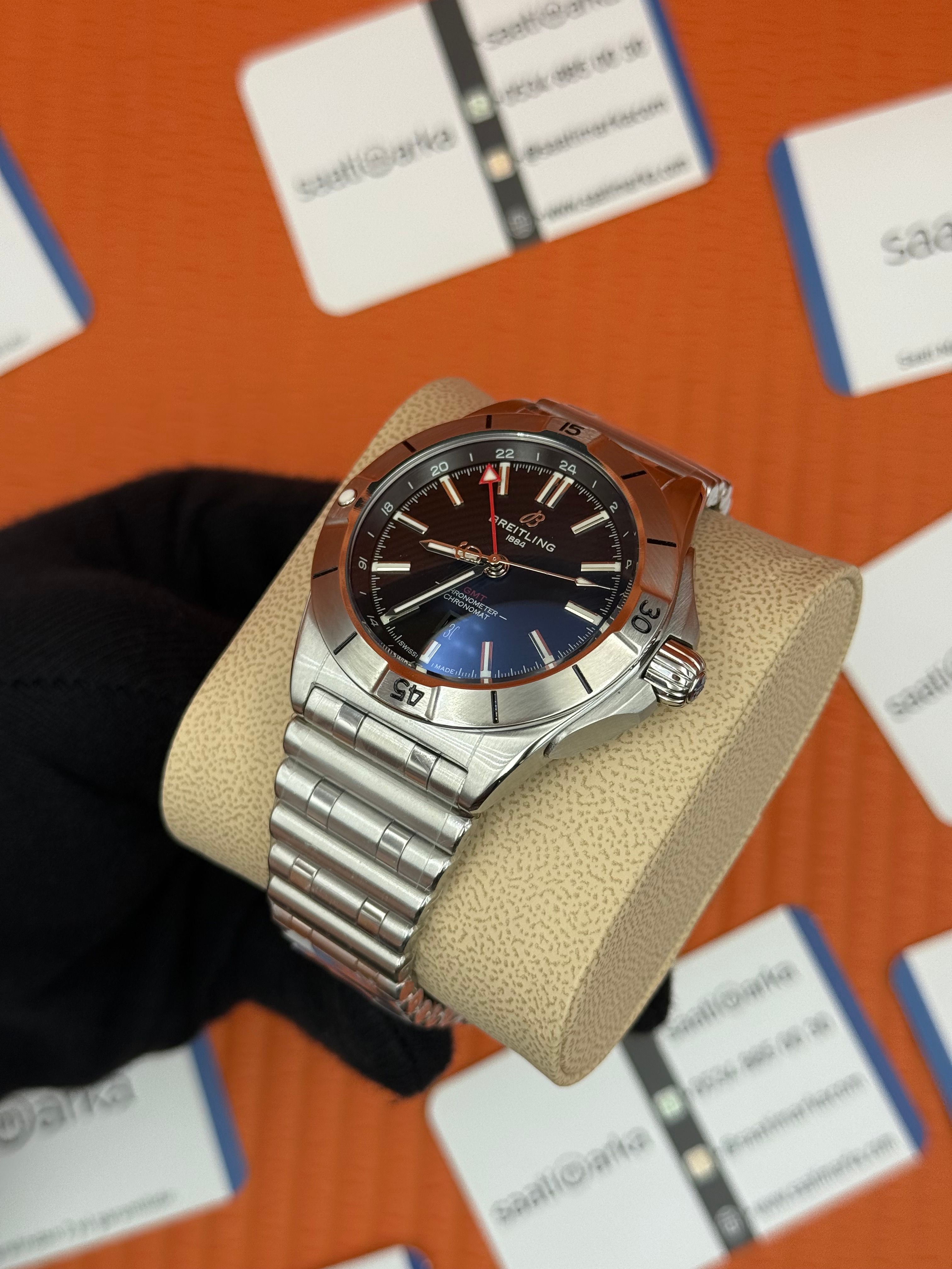 BREITLING GMT SİYAH KADRAN SİLVER KASA-KORDON