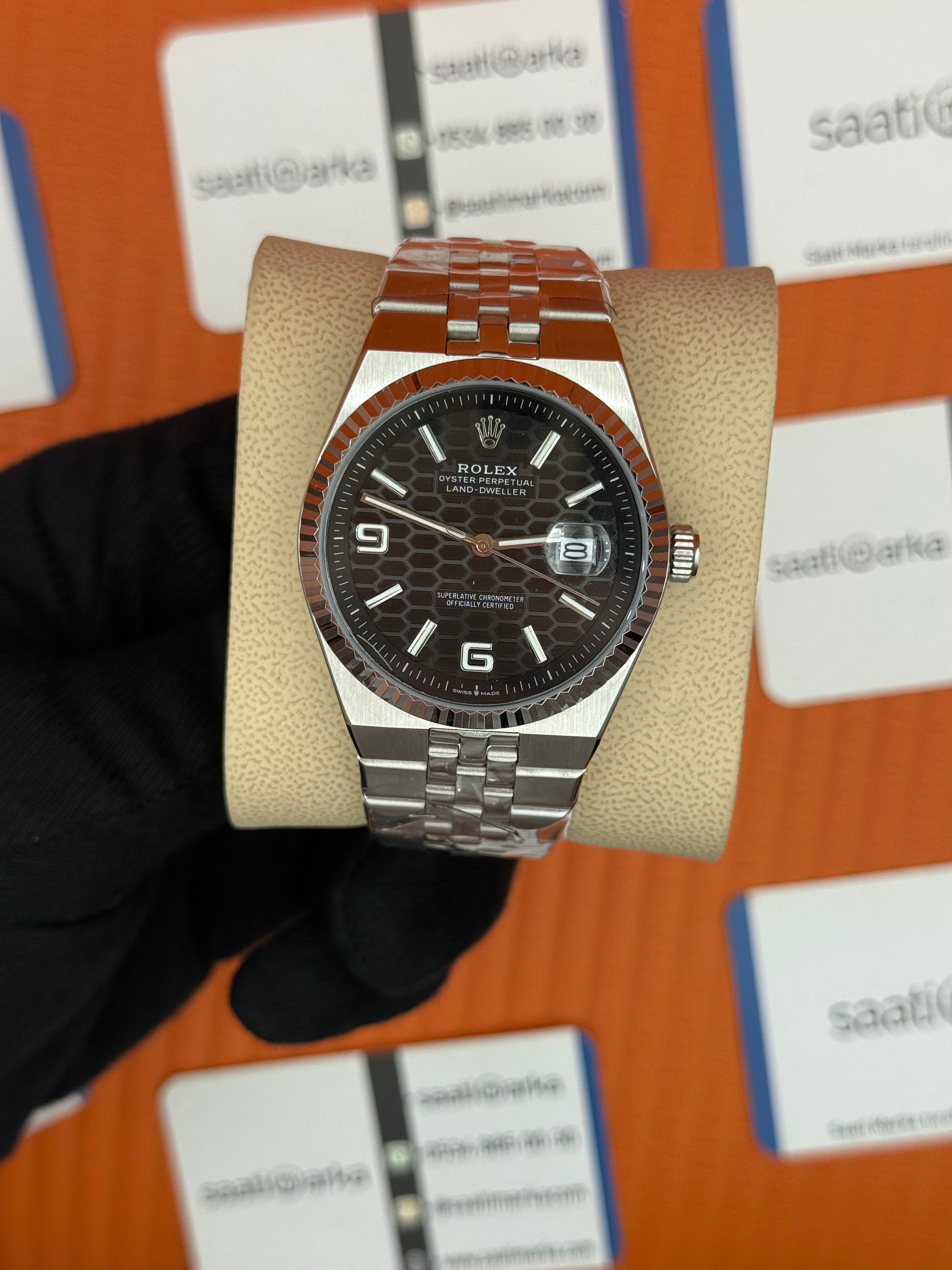 ROLEX land dweller 40mm siyah kadran silver kasa kordon oystersteel erkek kol saati