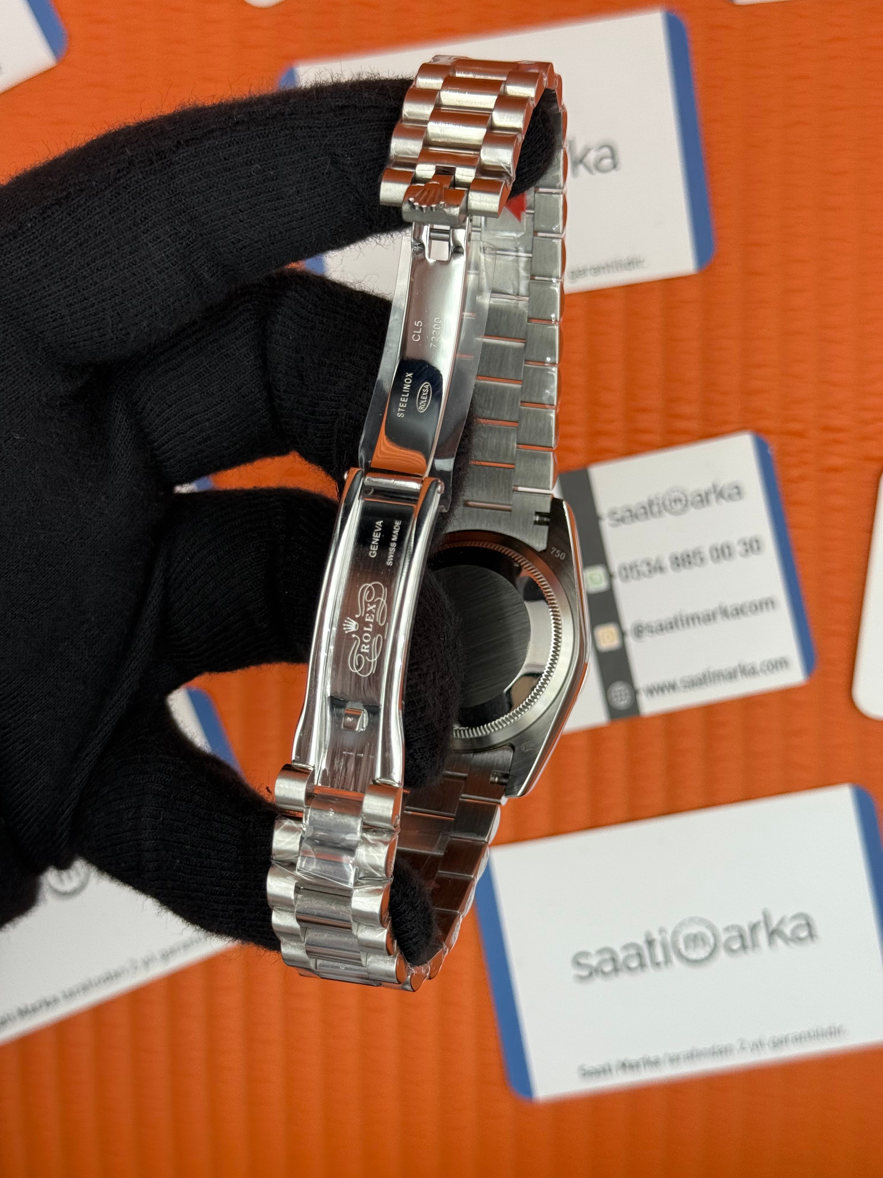 ROLEX day date 36mm beyaz kadran silver president kordon