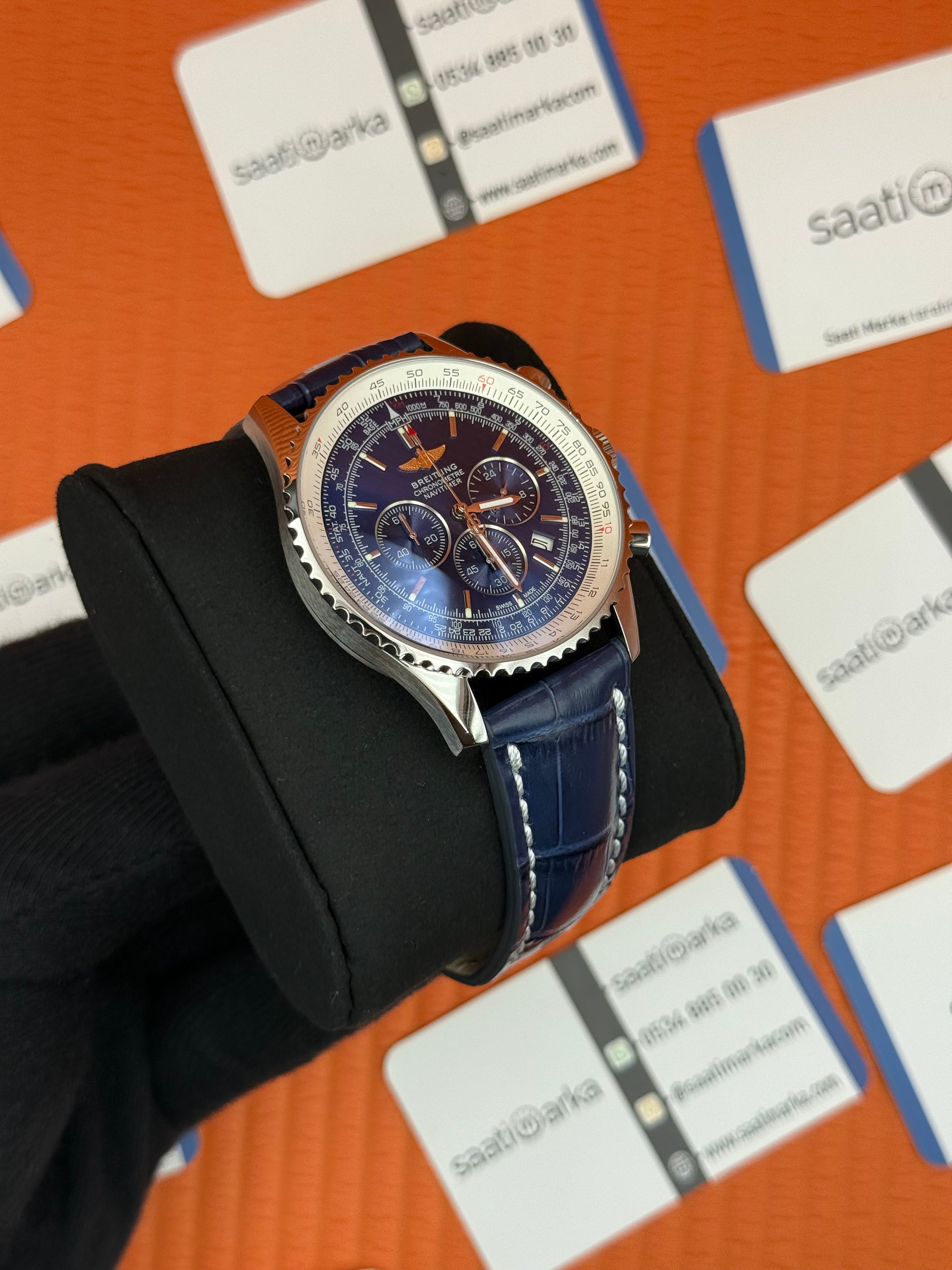 BREITLING Navitimer lacivert deri kordon lacivert kadran çelik kasa
