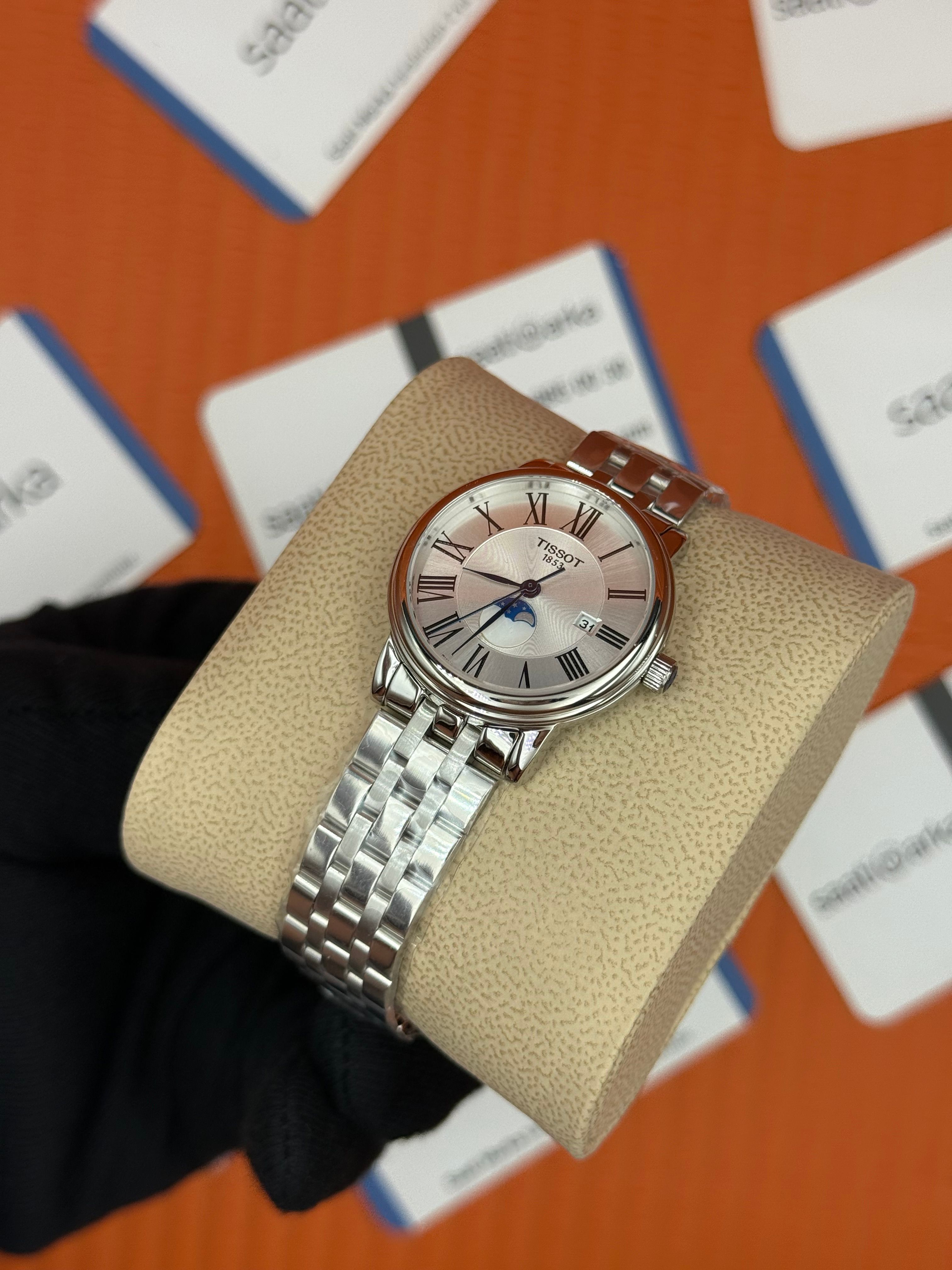 TISSOT carson premium gent monnphase beyaz kadran silver kasa kordon kadın kol saati