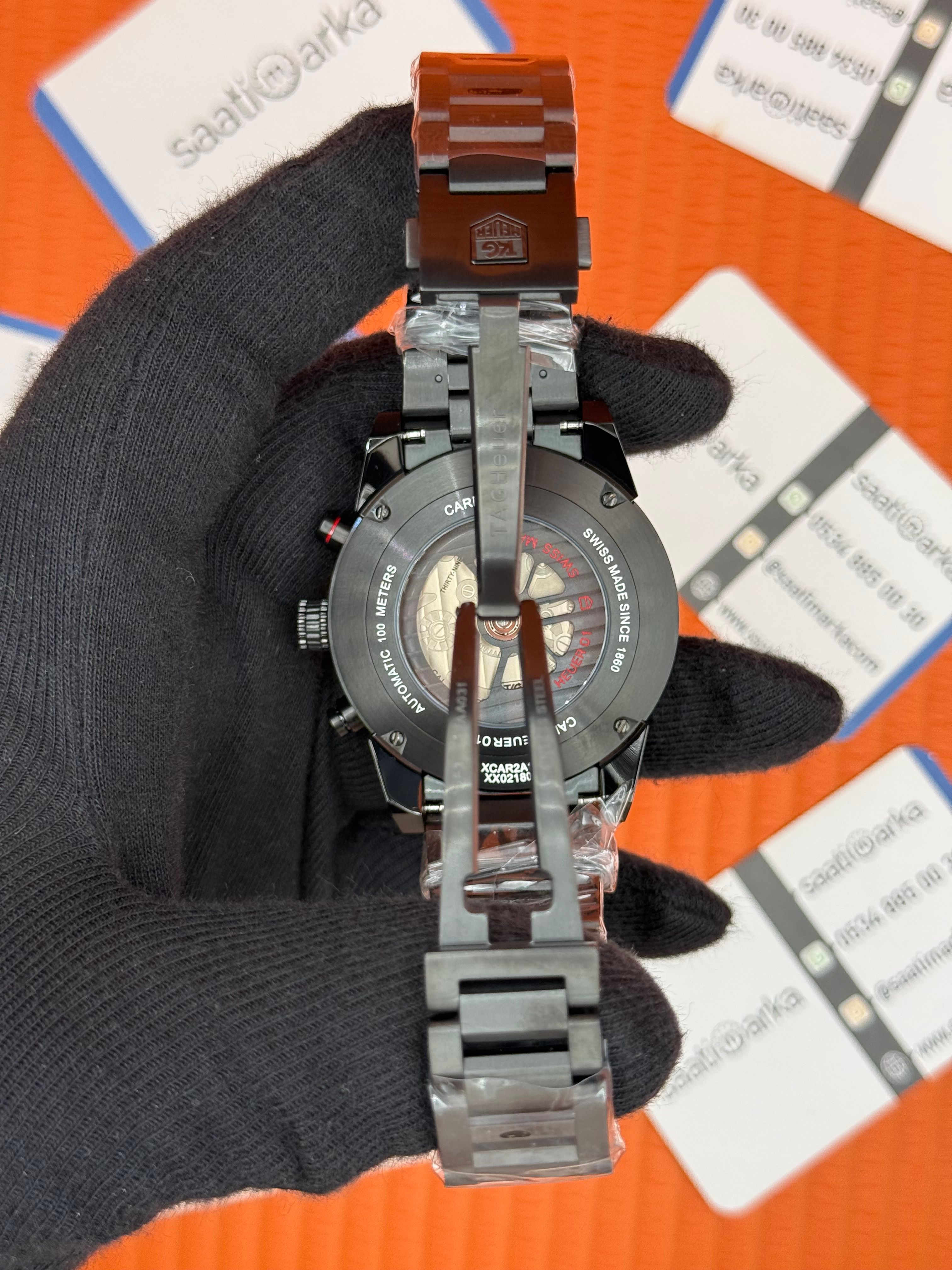 TAGHEUER CARRERA İSKELET KADRAN SİYAH KASA KORDON 
