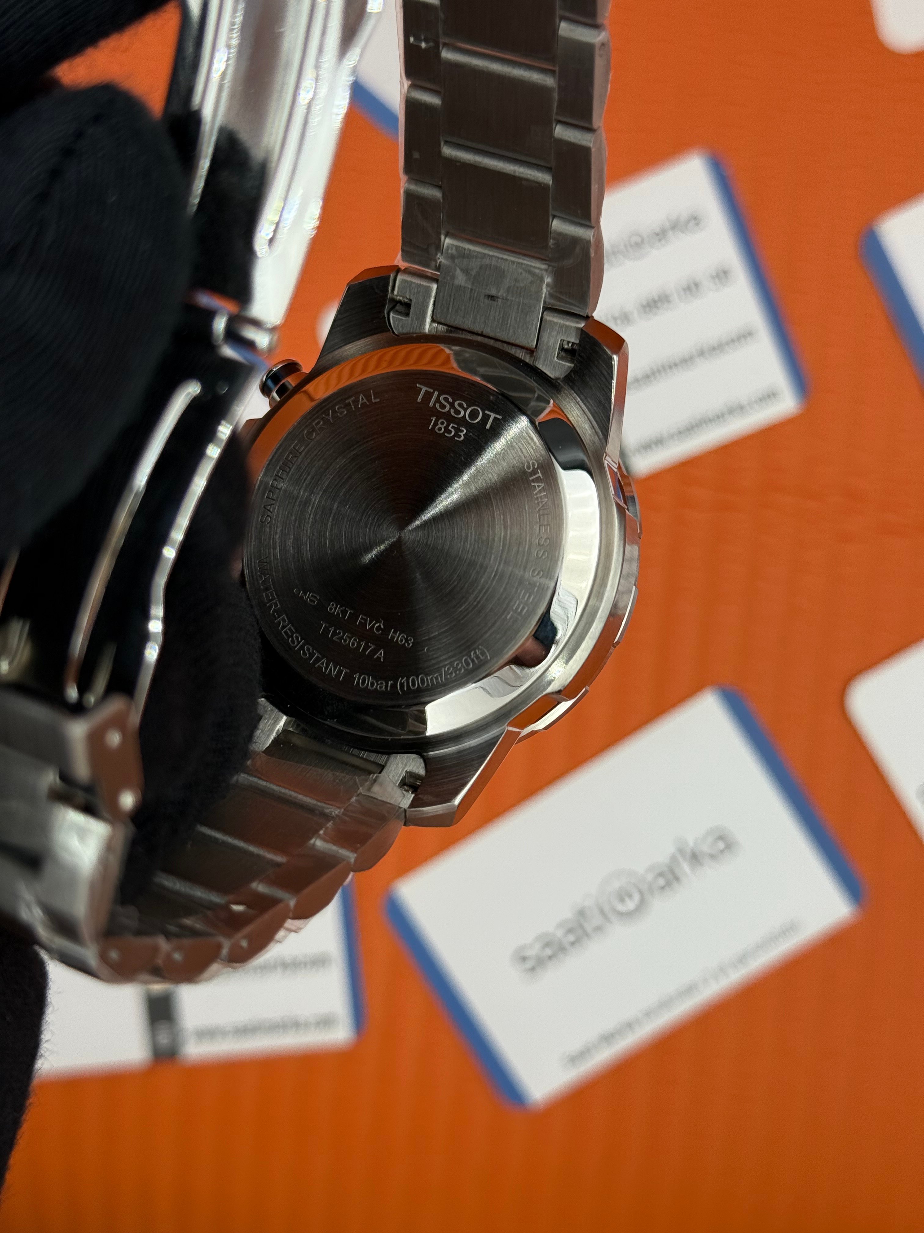 TISSOT mavi kadran silver kasa kordon erkek kol saati