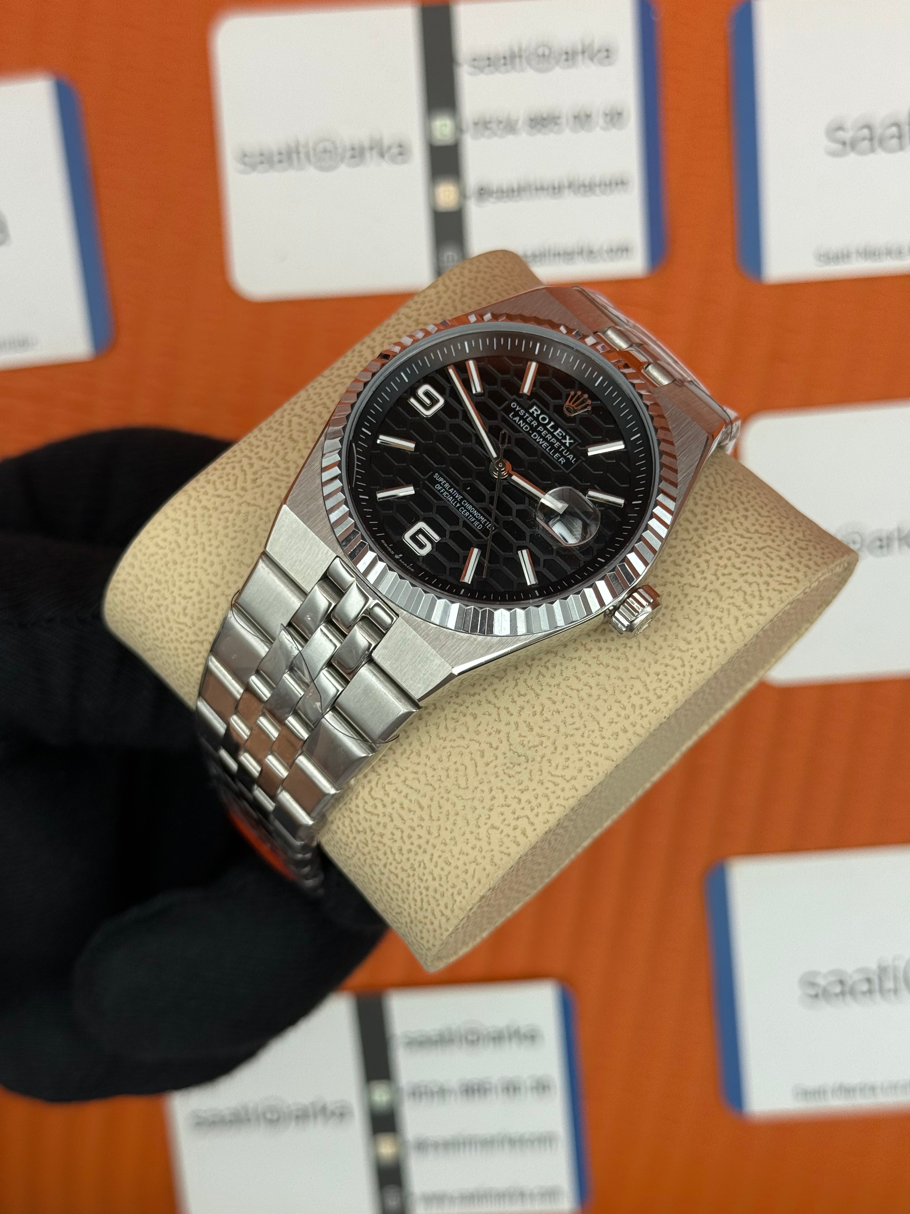 ROLEX land dweller 40mm siyah kadran silver kasa kordon oystersteel erkek kol saati