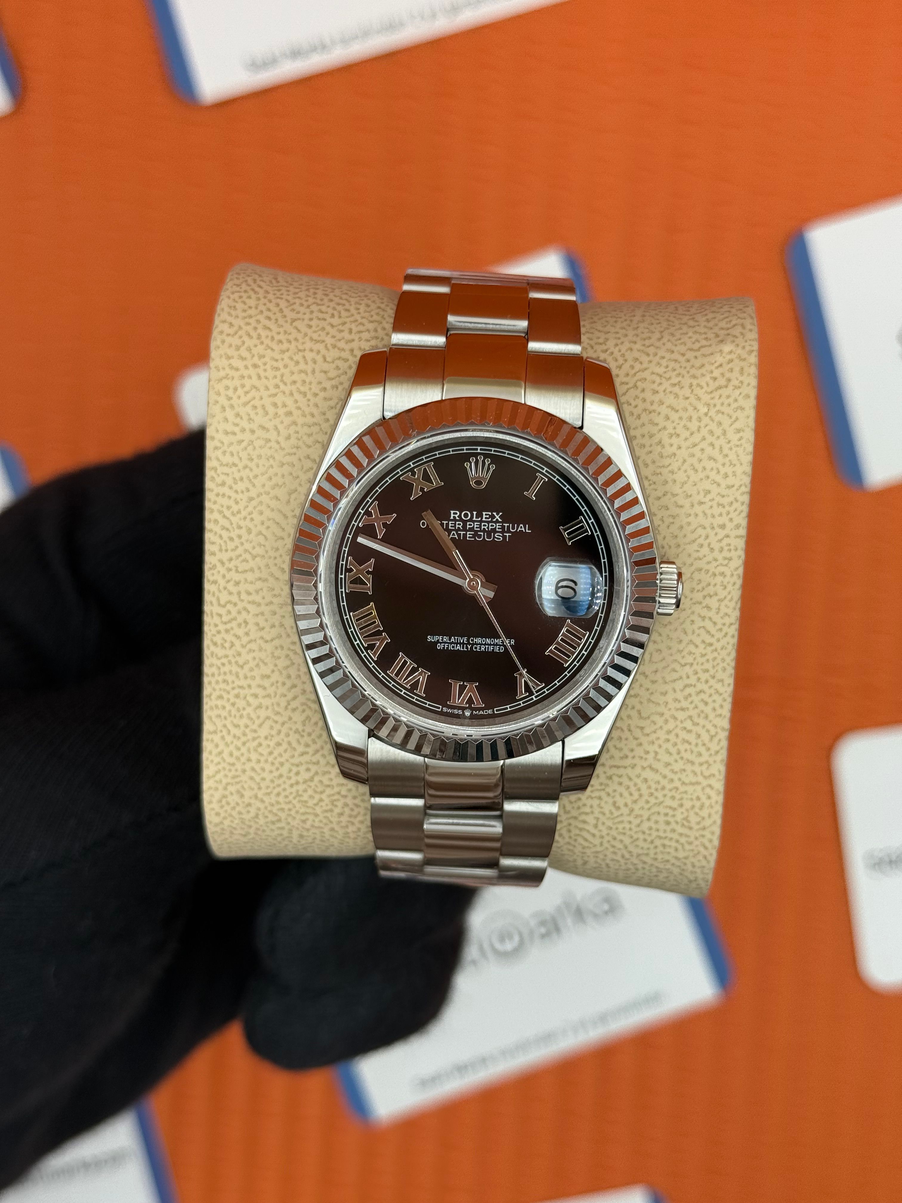 ROLEX Datejust roma rakamlı black dial silver oyster kordon