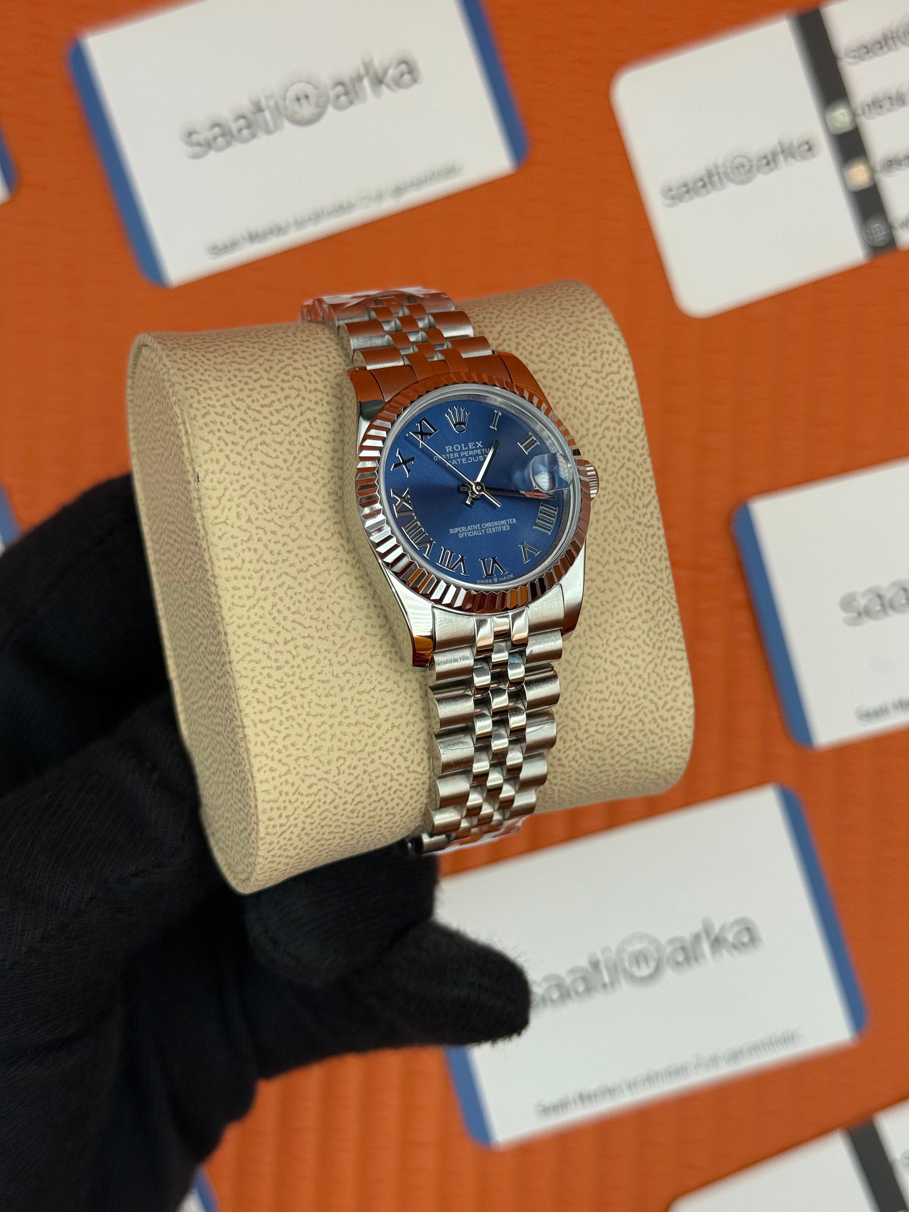 ROLEX datejust 31mm mavi roma rakamlı kadran silver jubilee kordon