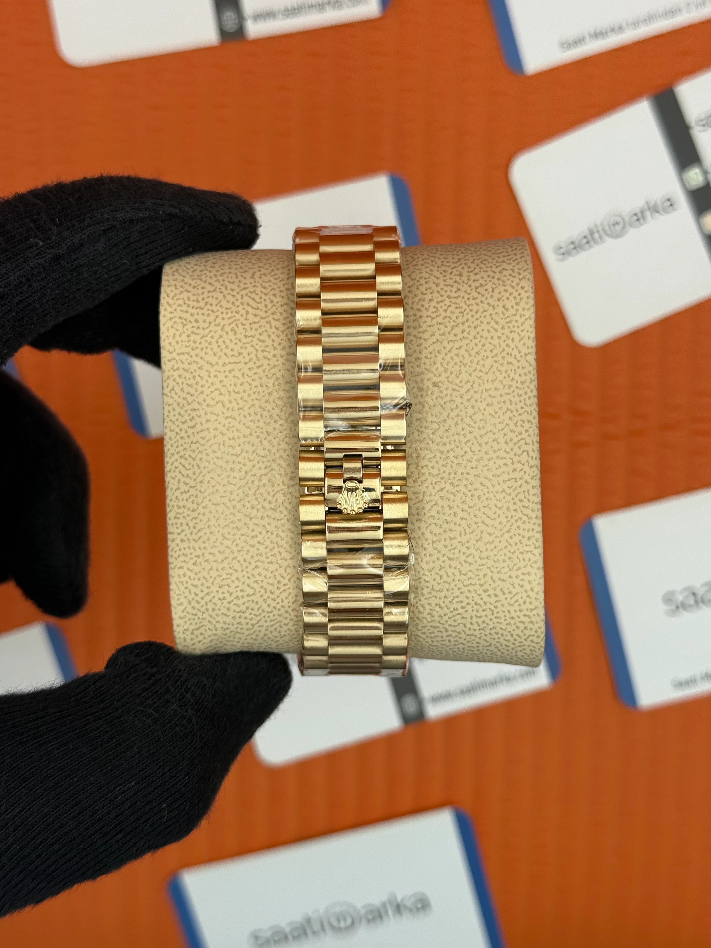 ROLEX Day Date taşlı kadran-bezel gold president kordon